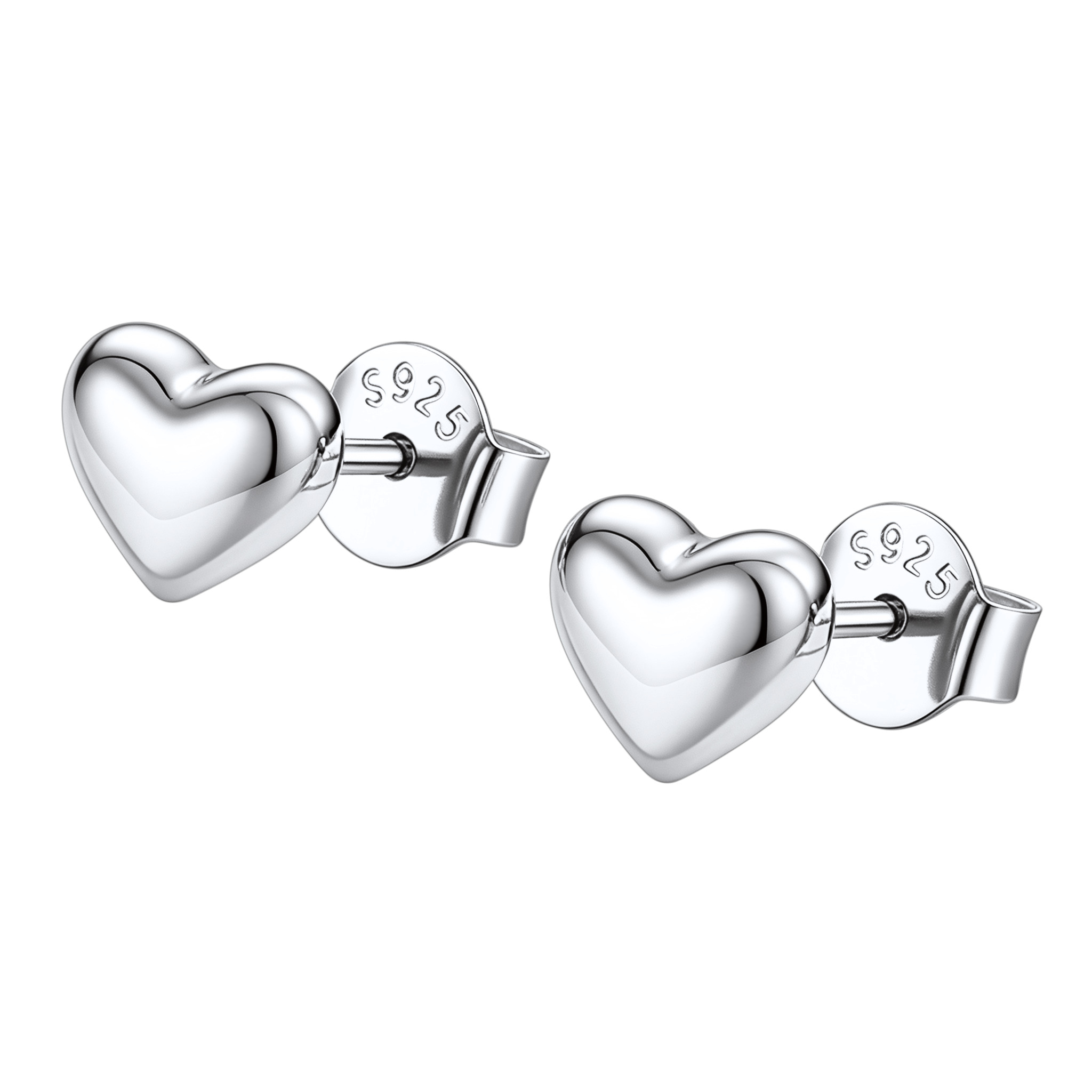 ChicSilver Sterling Silver Hypoallergenic Heart Studs Earrings For Her 7mm/10mm