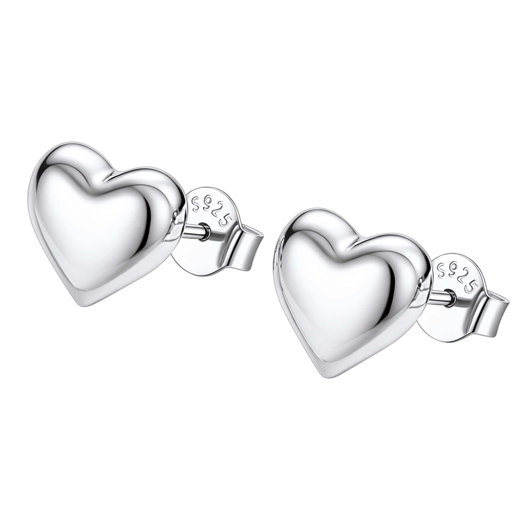 ChicSilver Sterling Silver Hypoallergenic Heart Studs Earrings For Her 7mm/10mm