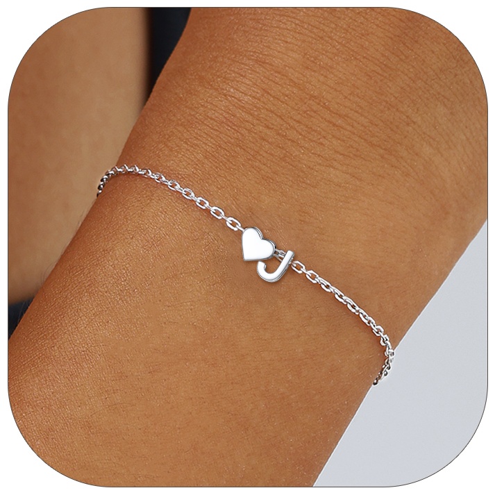 ChicSilver Sterling Silver heart bracelet with initials J  for yourself  for Women