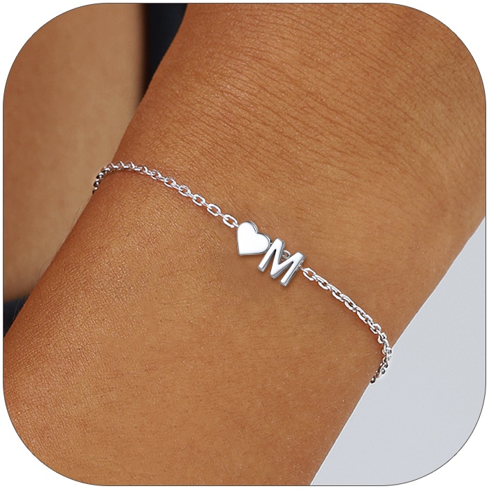 ChicSilver Sterling Silver heart bracelet with initials M for yourself  for Women