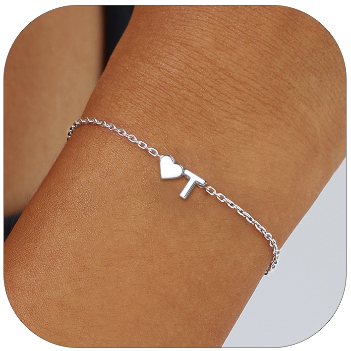 ChicSilver Sterling Silver heart bracelet with initials T for yourself  for Women