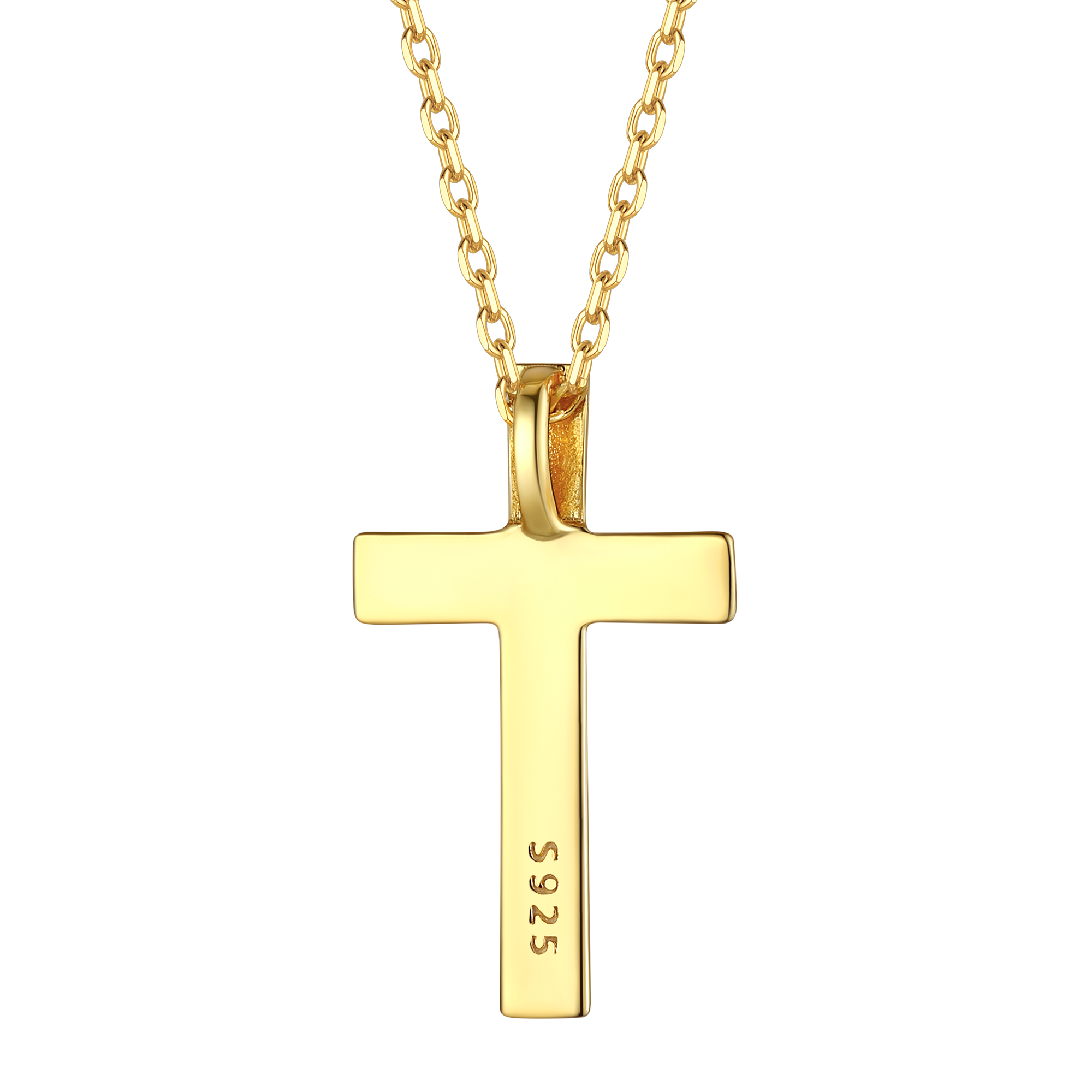 Cross Pendant Necklace in Gold-Backside