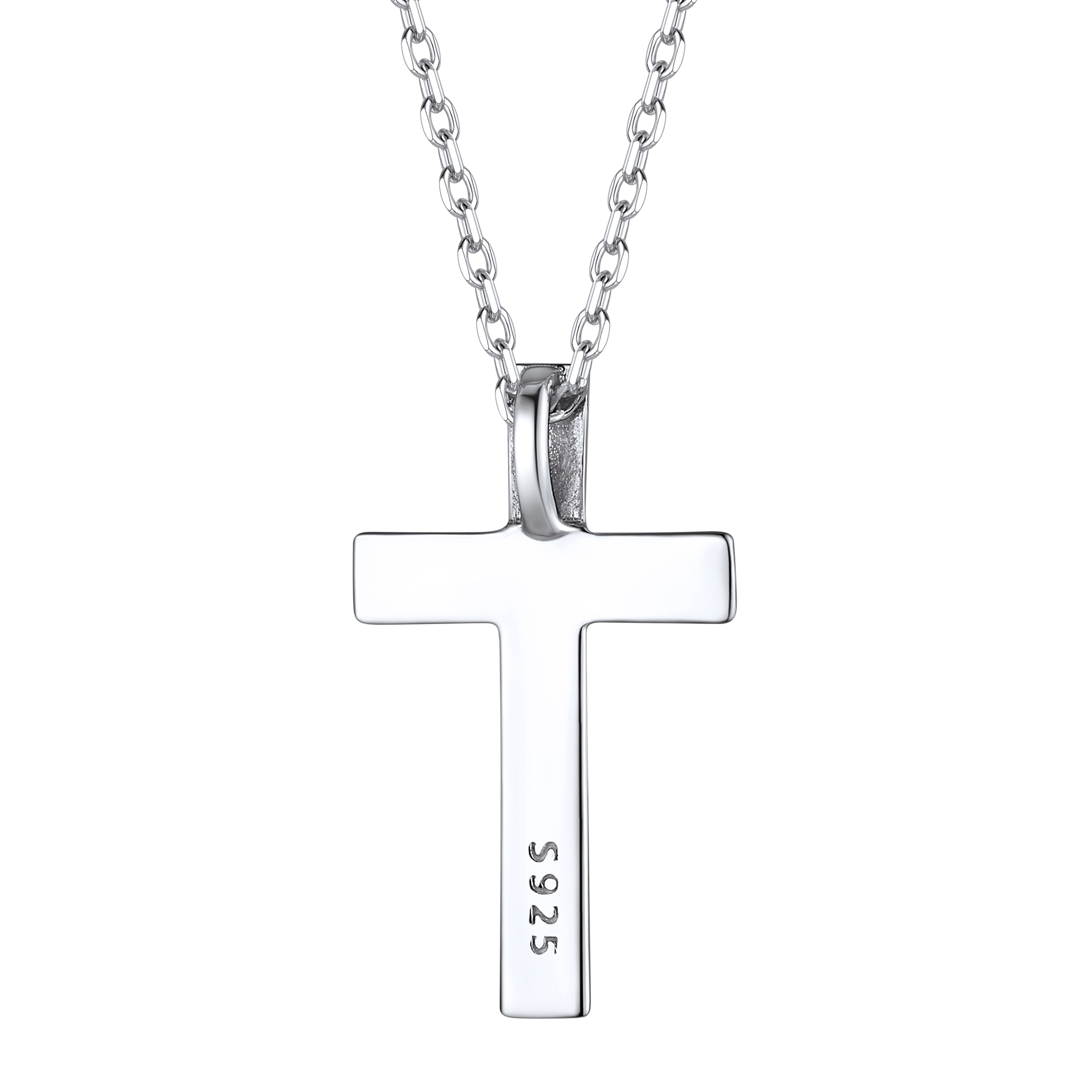 Cross Pendant Necklace in Silver-Backside