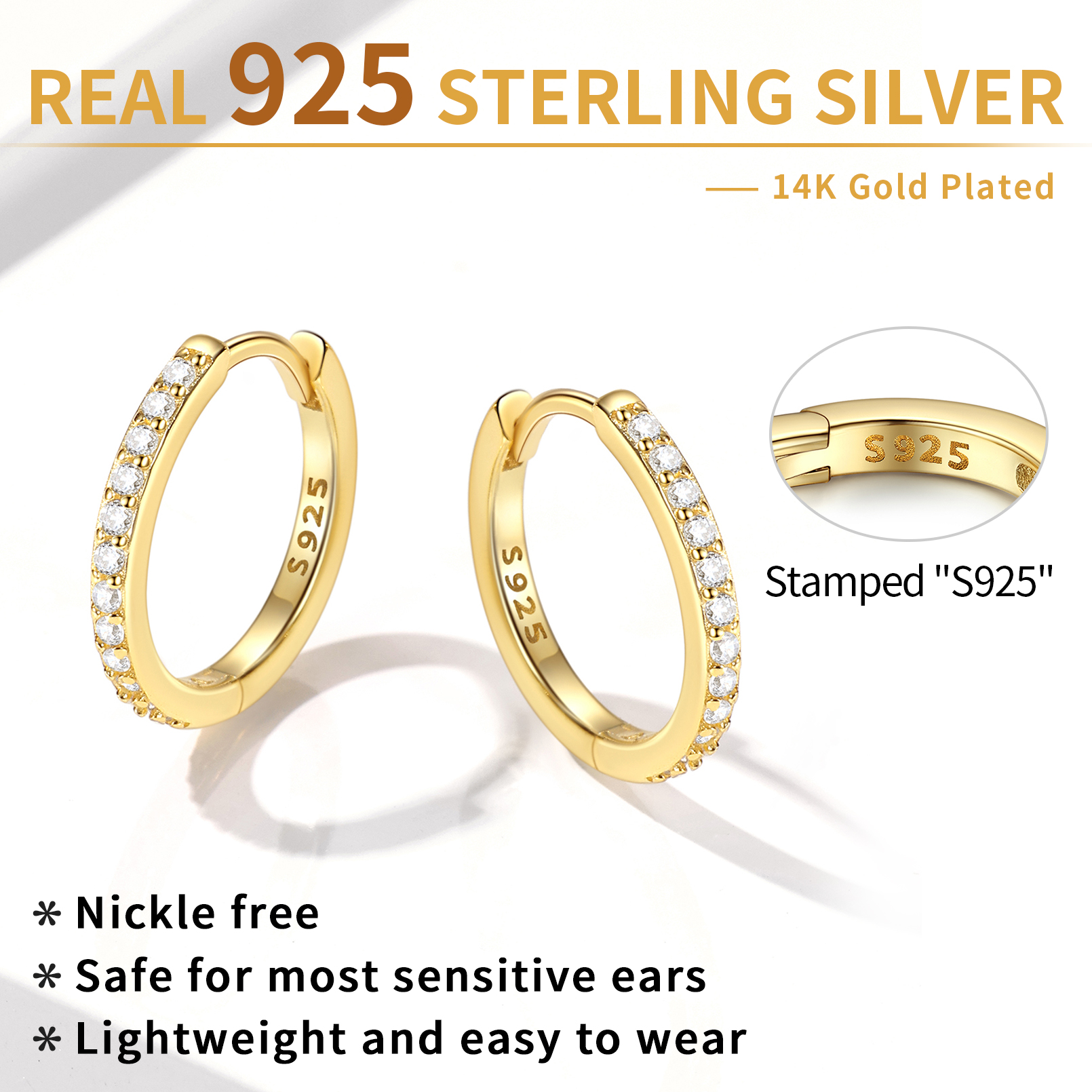 Cubic Zirconia Huggie Hoop Earring Gold - product feature