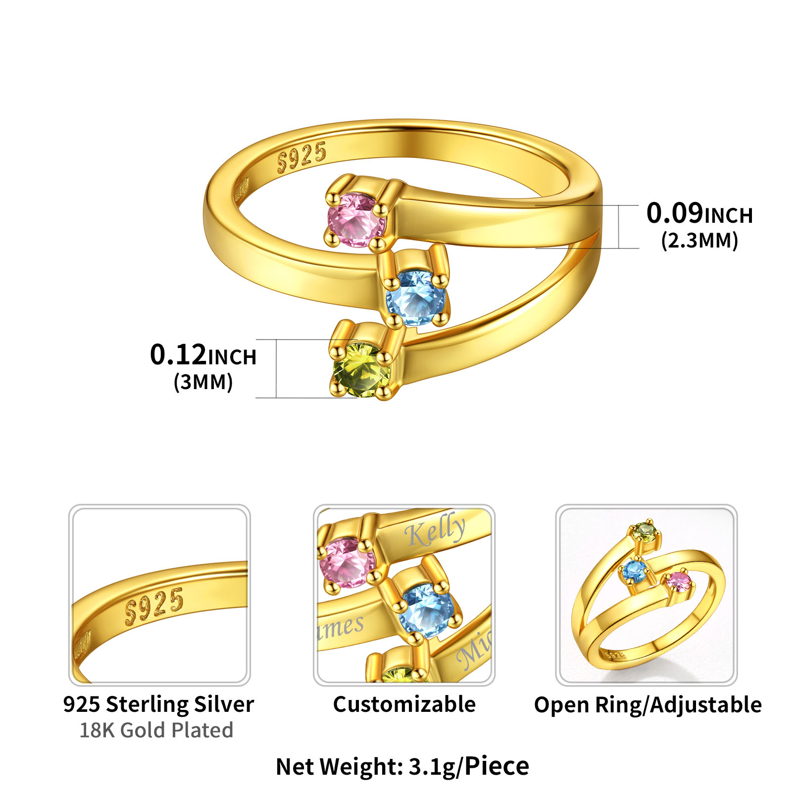 Custom Birthstone Ring for Her