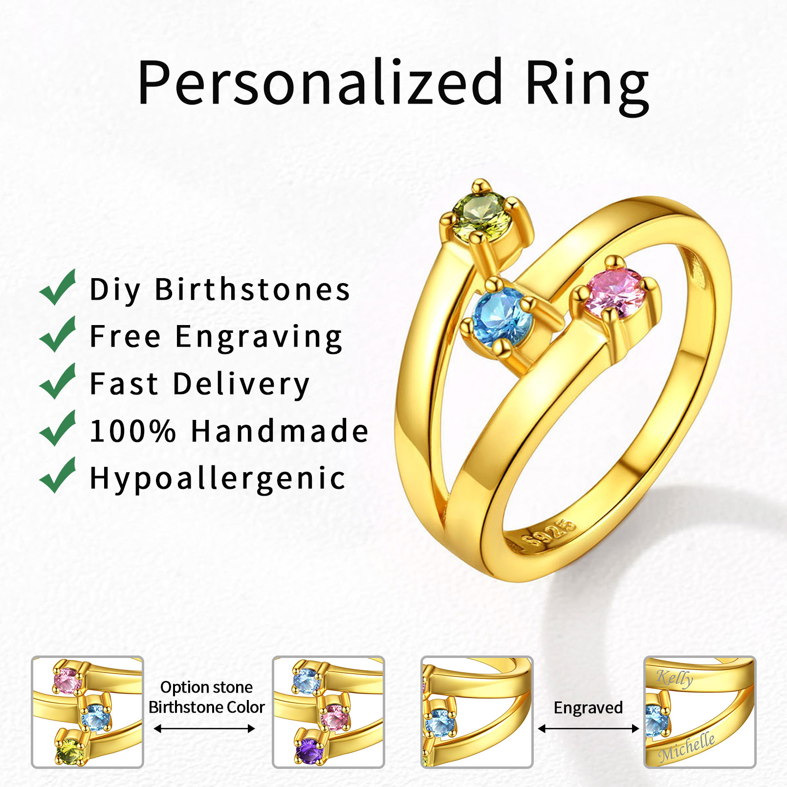 Custom Birthstone Ring for Her