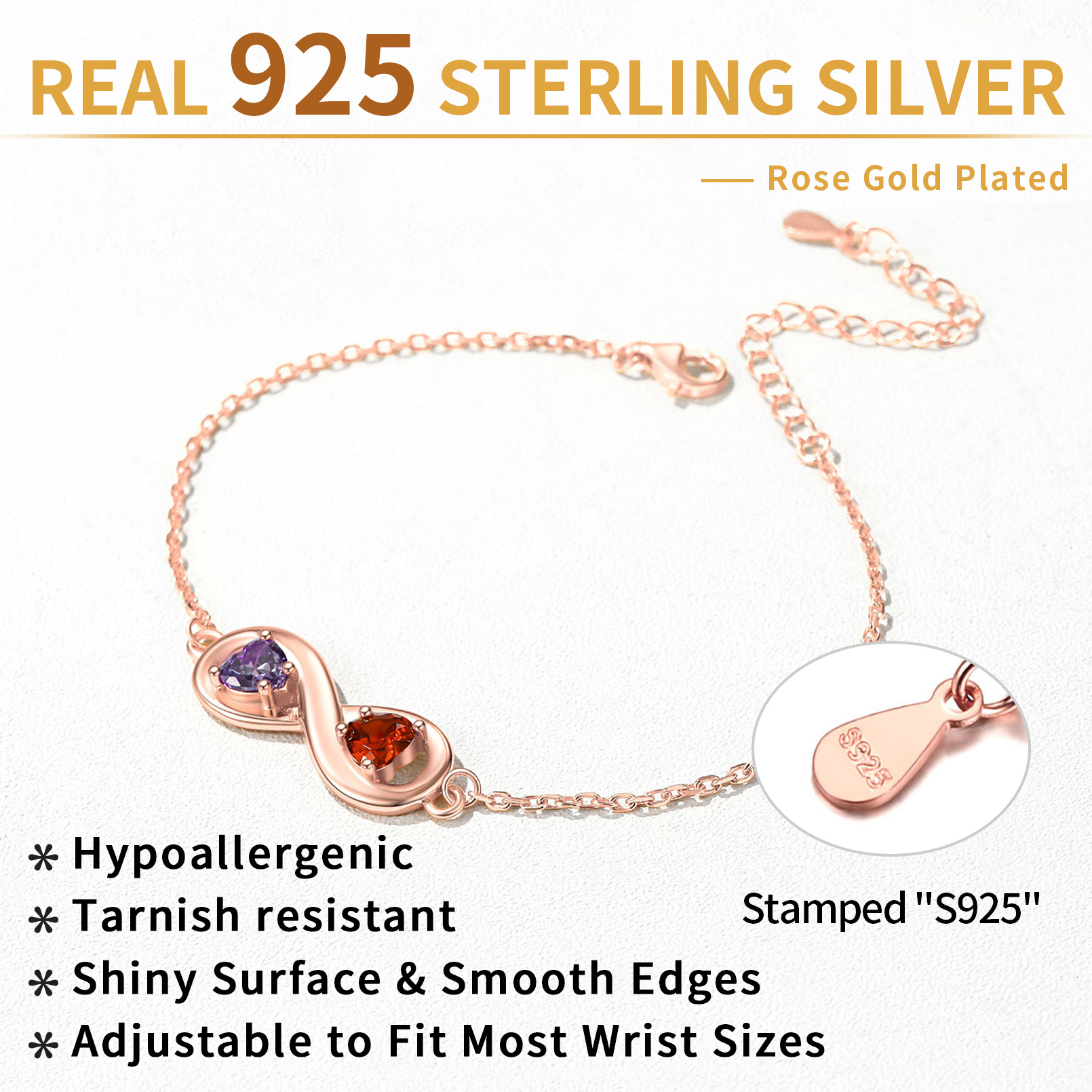 Custom Infinity Birthstone Bracelet For Her