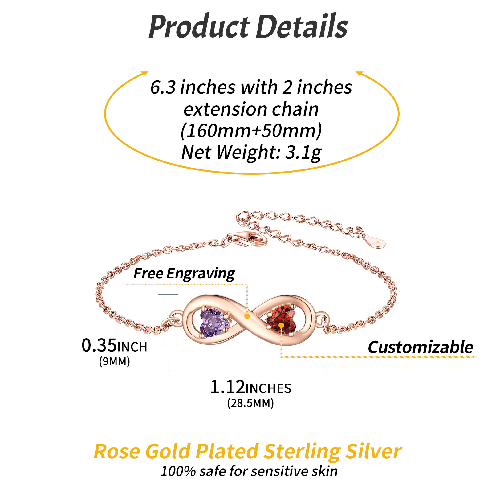 Custom Infinity Birthstone Bracelet For Her