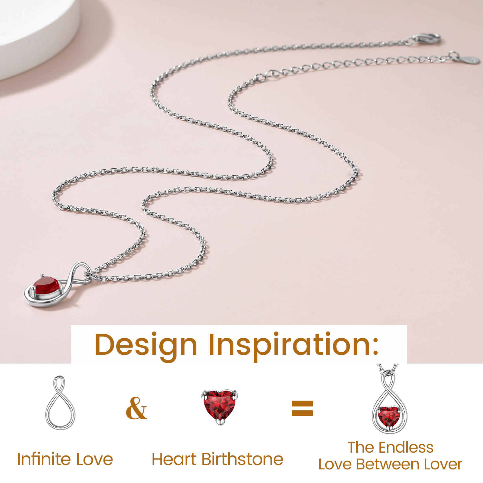 Sterling Silver Infinity Birthstone Pendant Necklace for Her