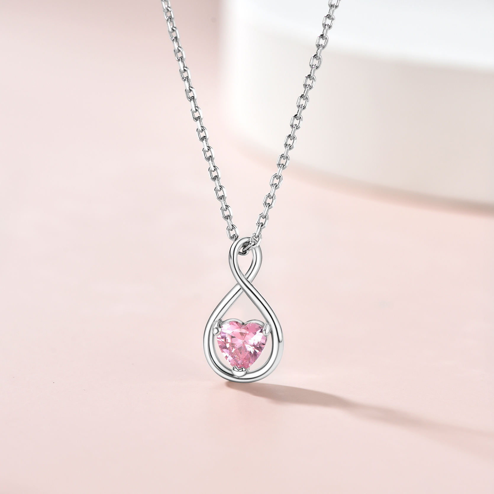 Sterling Silver Infinity Birthstone Pendant Necklace for Her