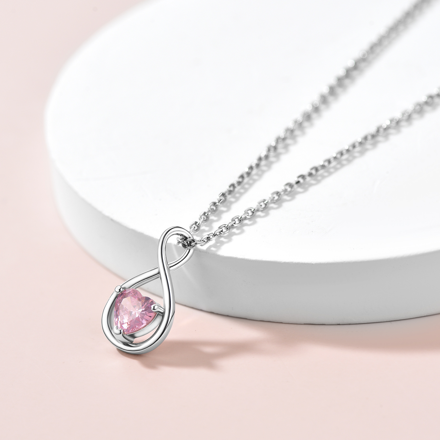Sterling Silver Infinity Birthstone Pendant Necklace for Her