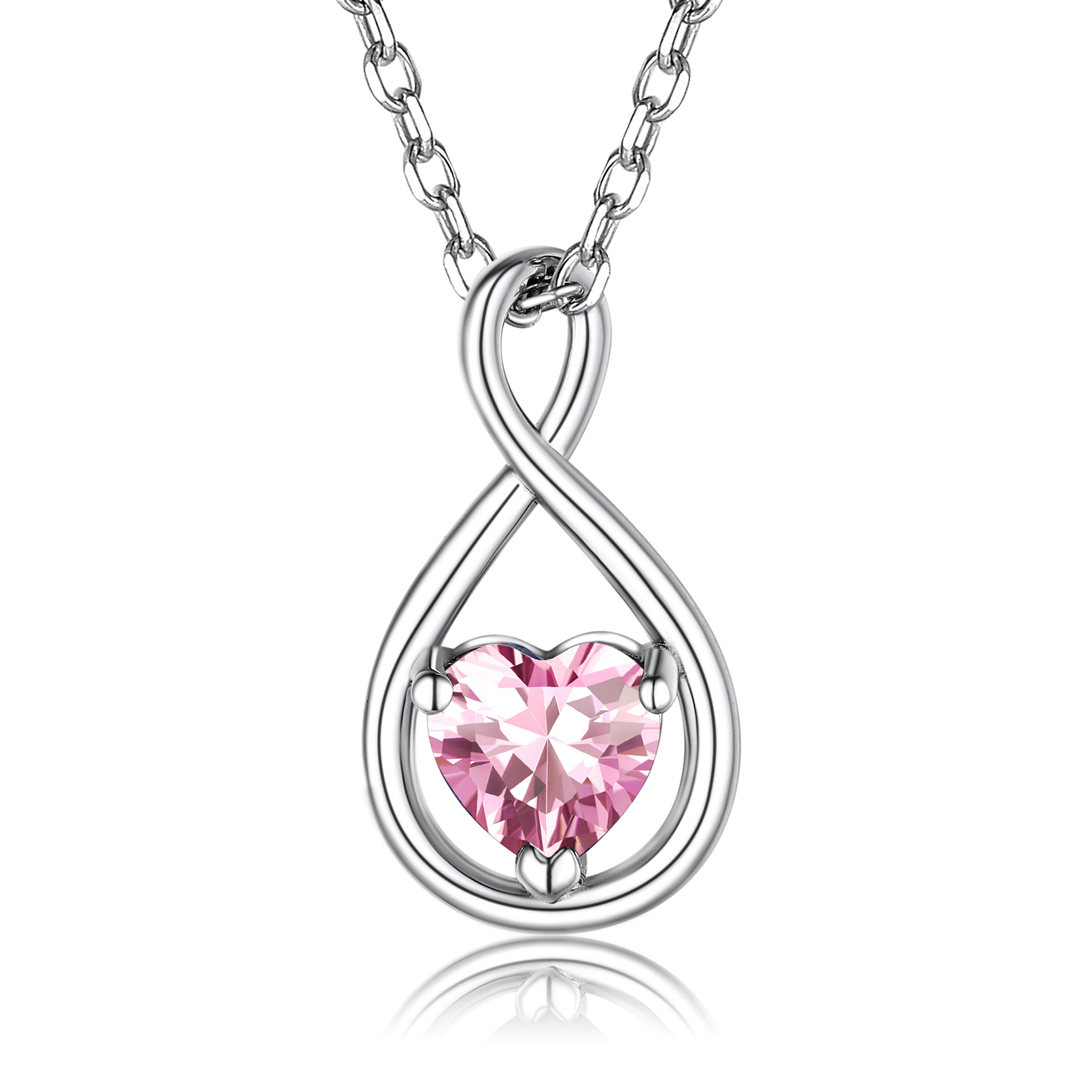 Sterling Silver Infinity Birthstone Pendant Necklace for Her