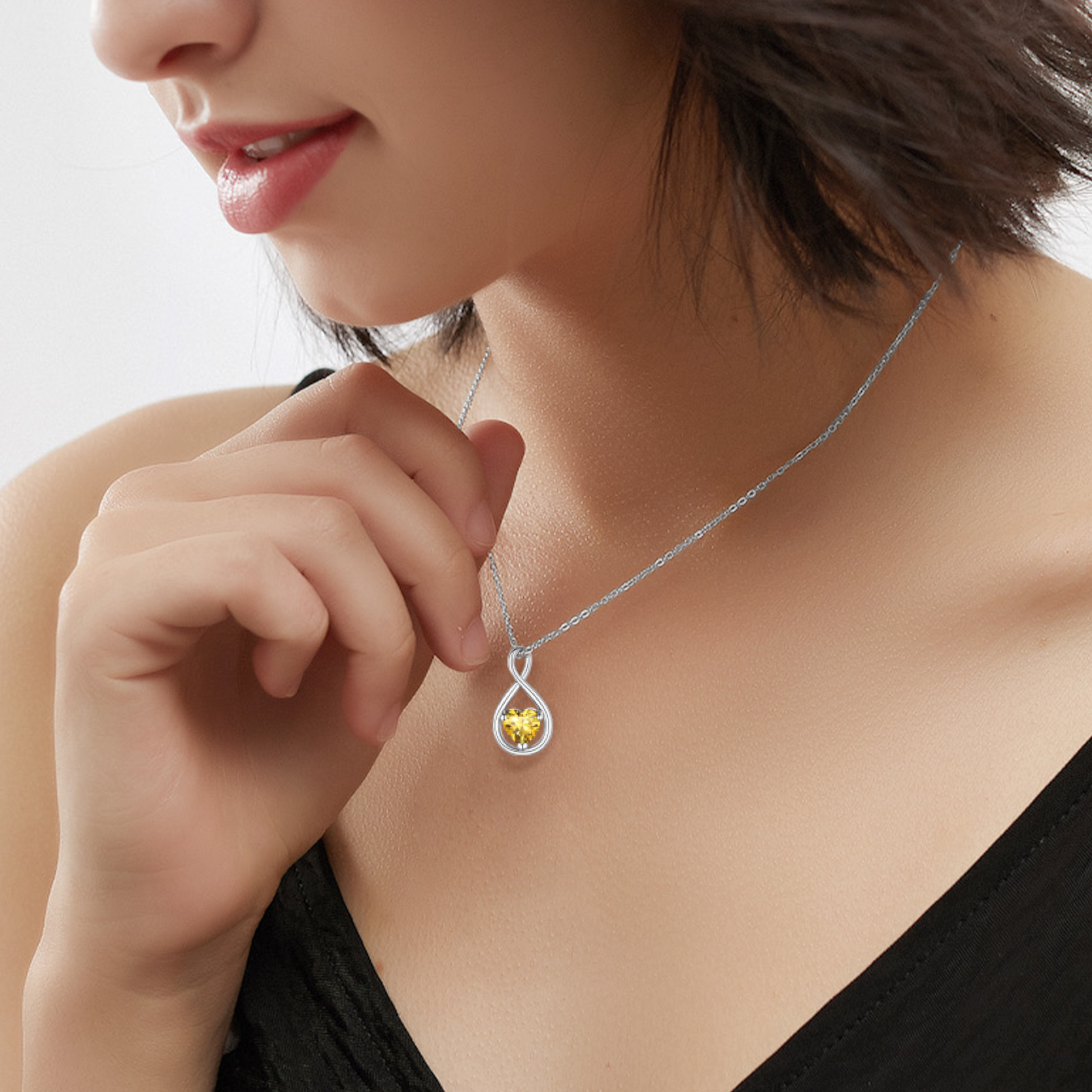 Sterling Silver Infinity Birthstone Pendant Necklace for Her