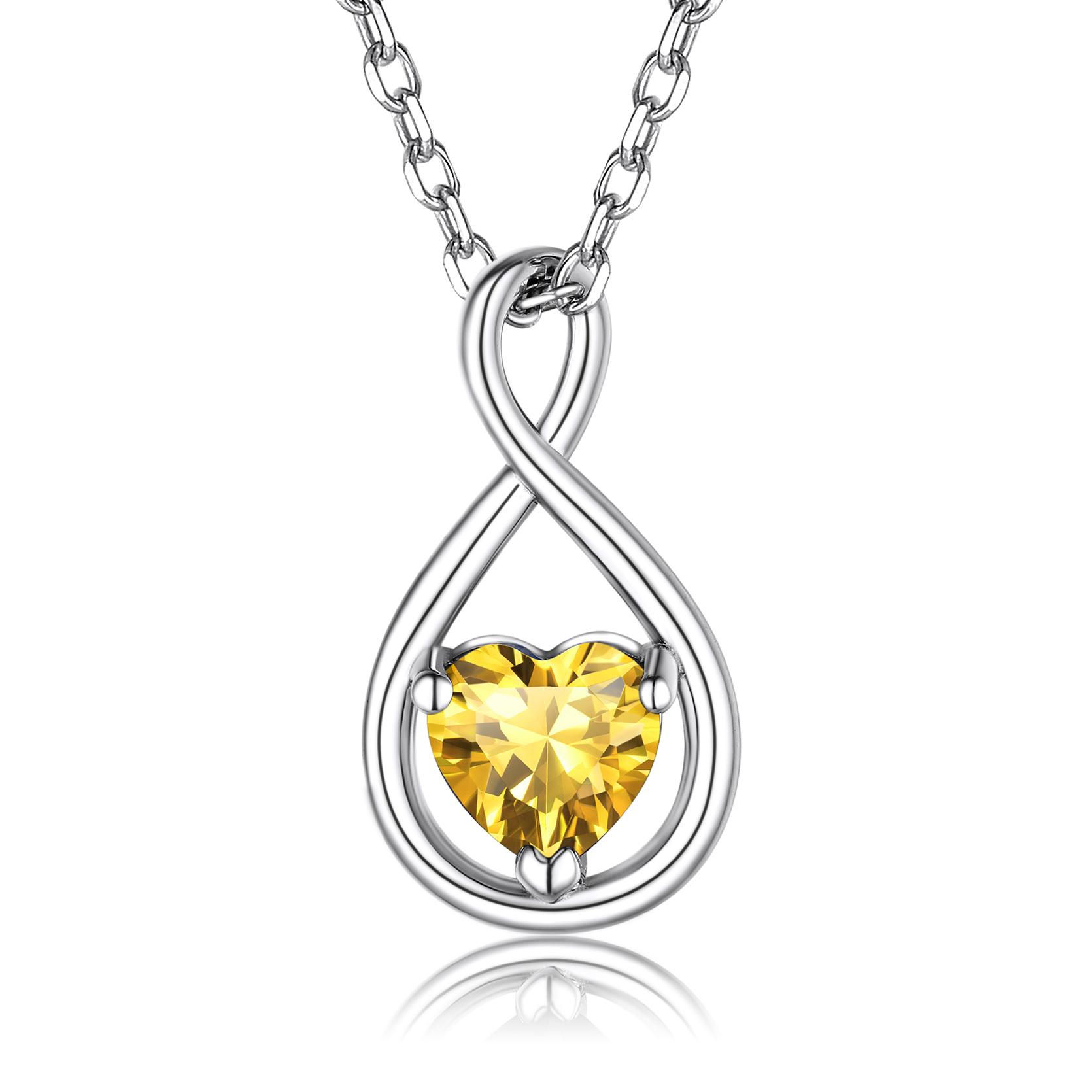 Sterling Silver Infinity Birthstone Pendant Necklace for Her
