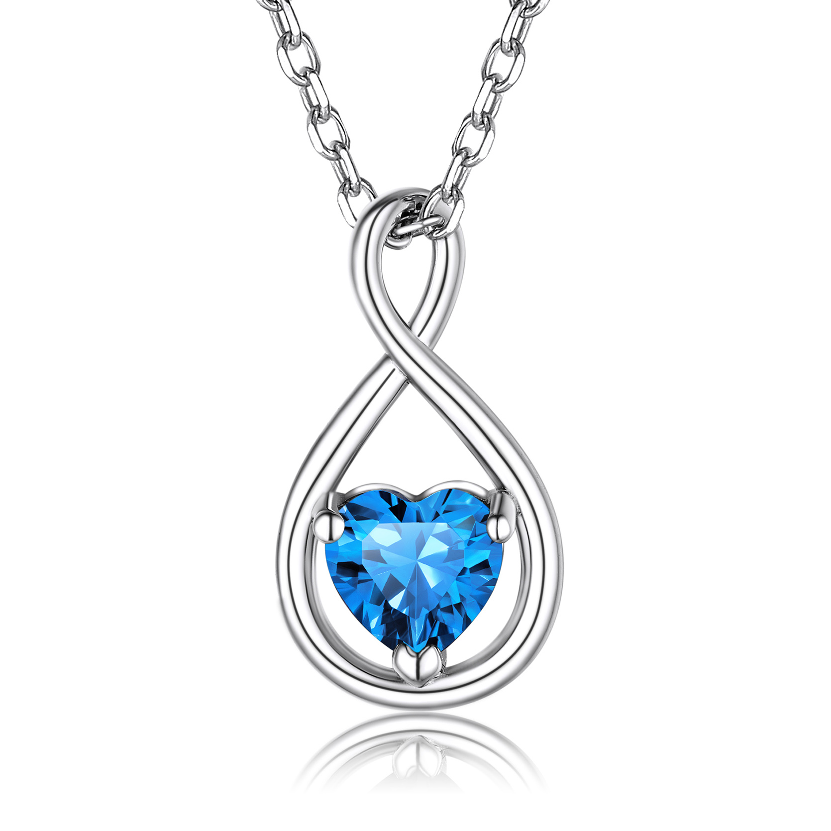 Sterling Silver Infinity Birthstone Pendant Necklace for Her