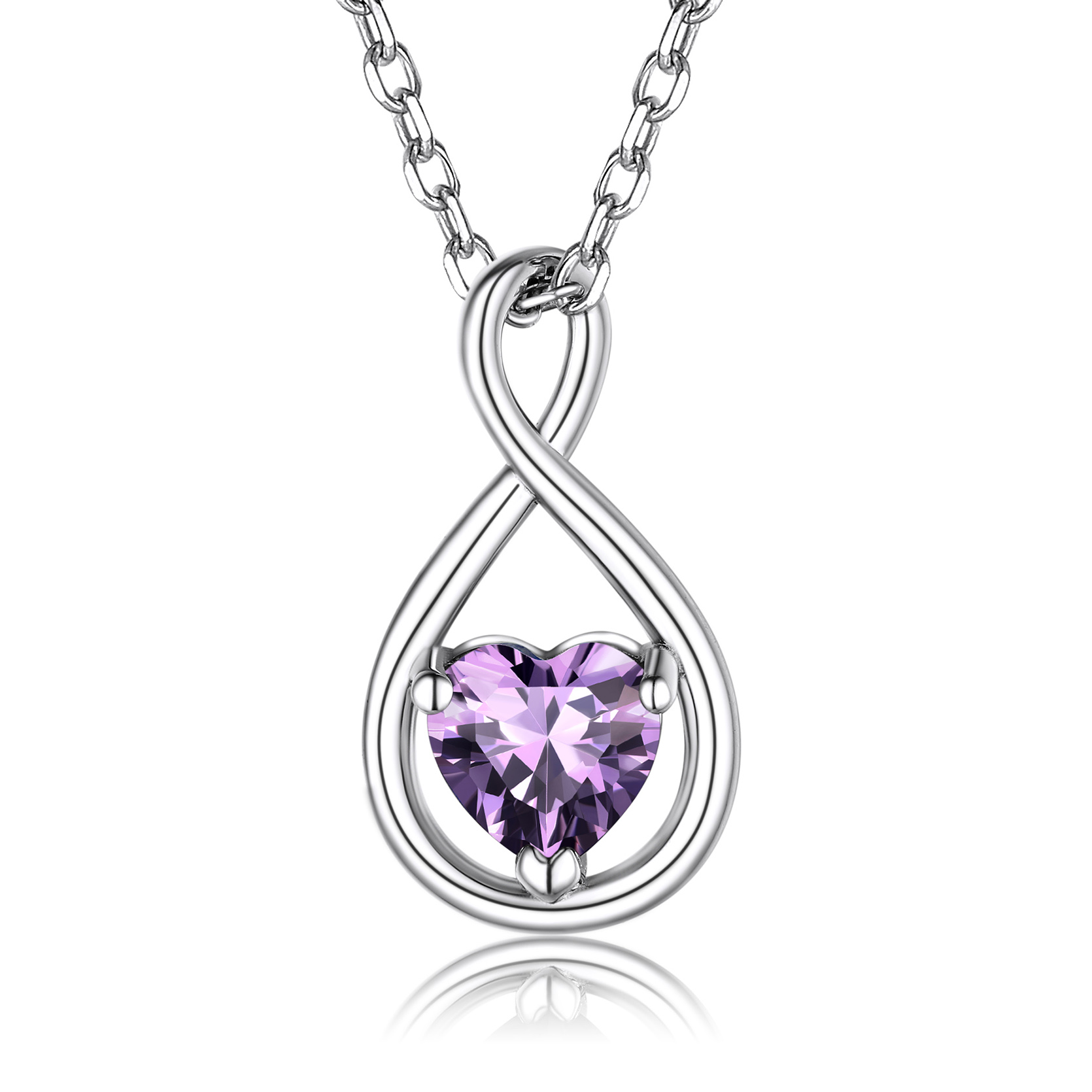 Sterling Silver Infinity Birthstone Pendant Necklace for Her