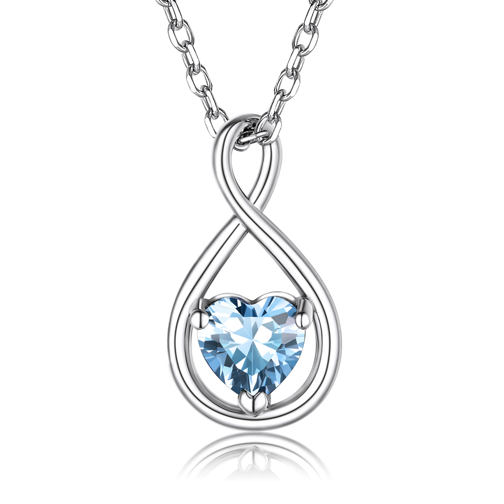 Sterling Silver Infinity Birthstone Pendant Necklace for Her