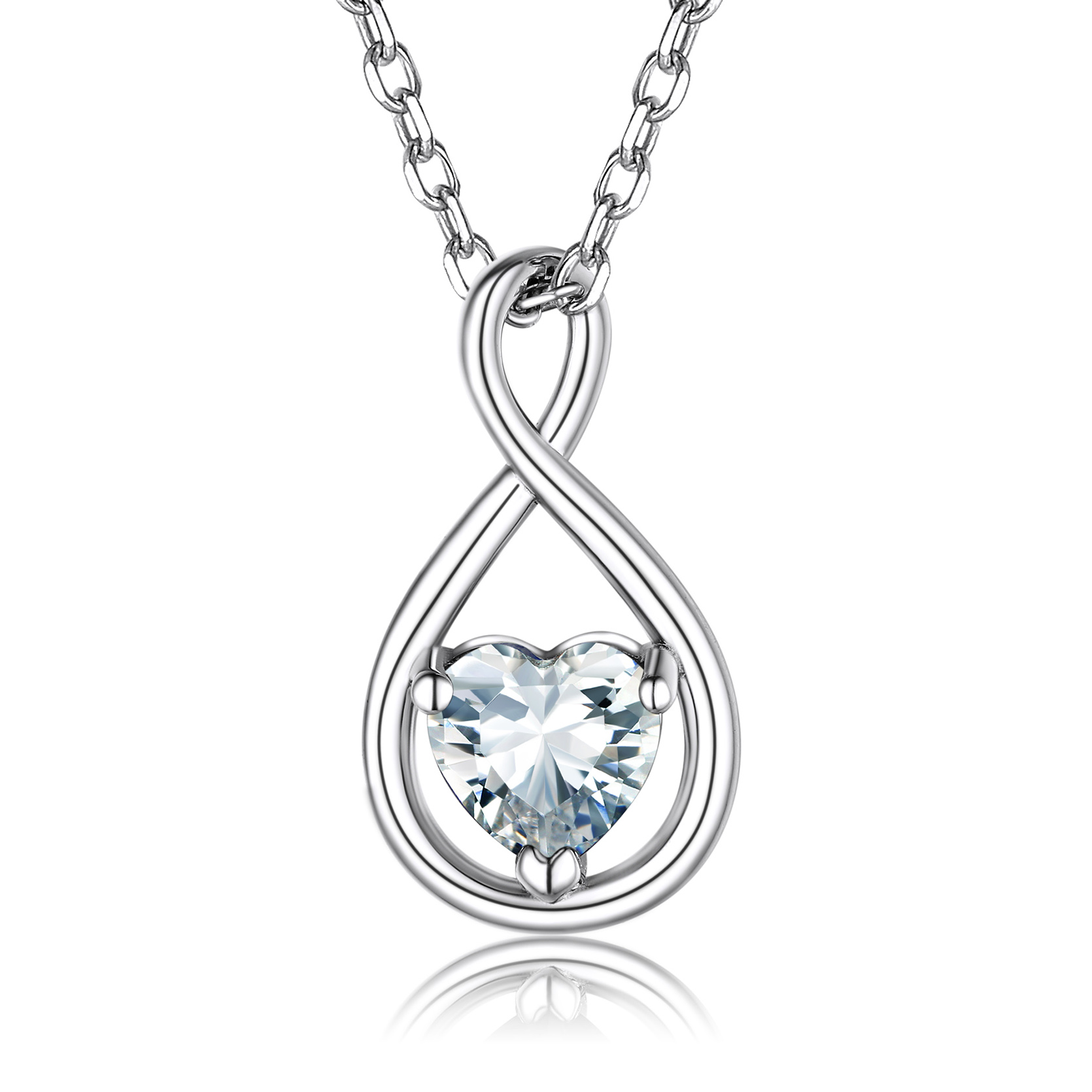 Sterling Silver Infinity Birthstone Pendant Necklace for Her