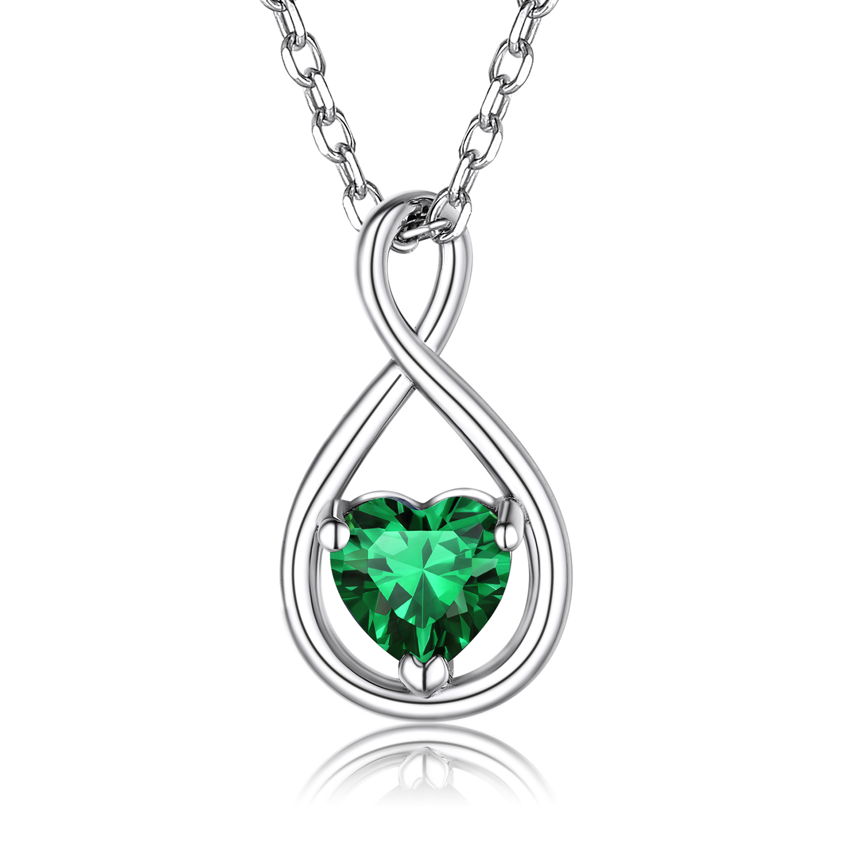 Sterling Silver Infinity Birthstone Pendant Necklace for Her