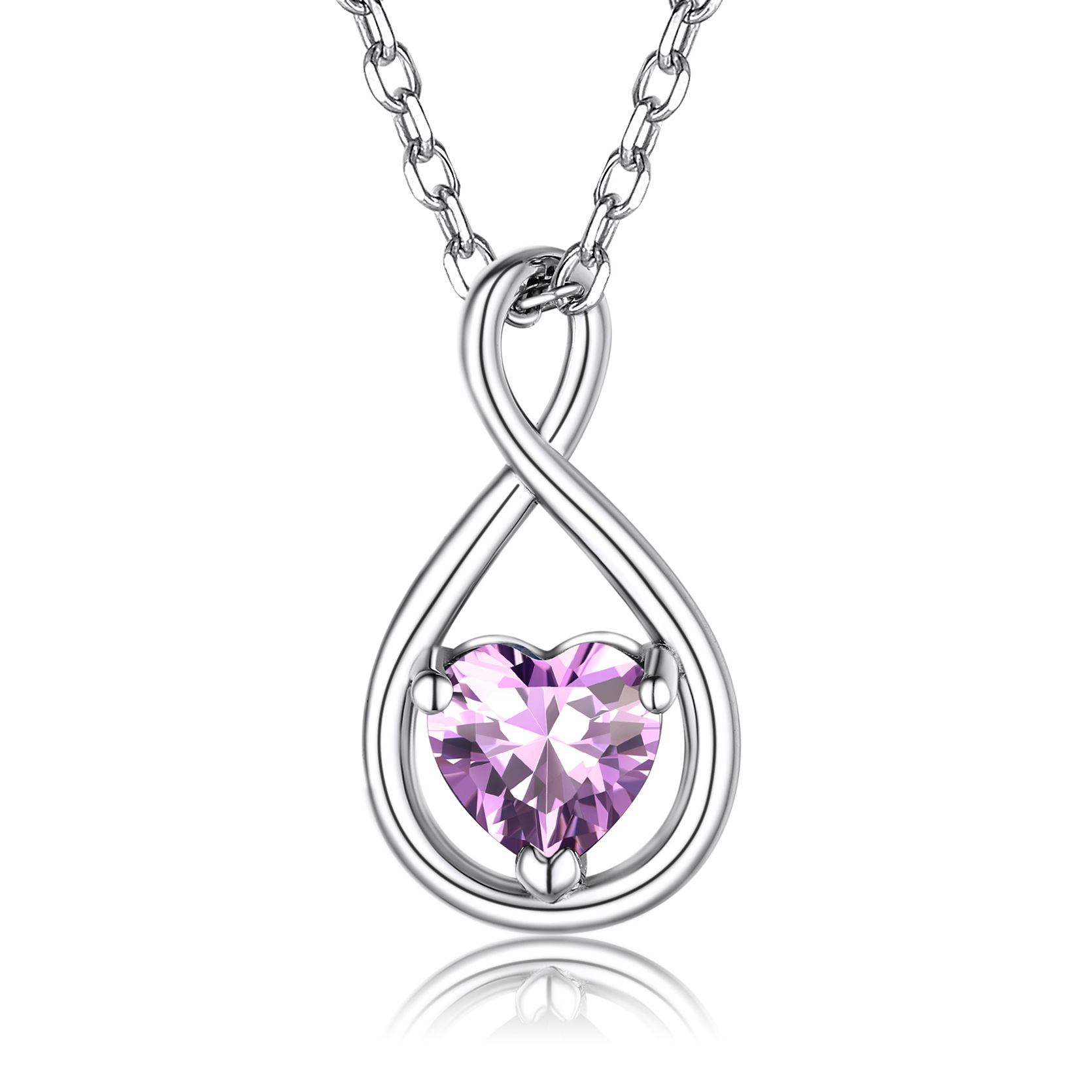 Sterling Silver Infinity Birthstone Pendant Necklace for Her