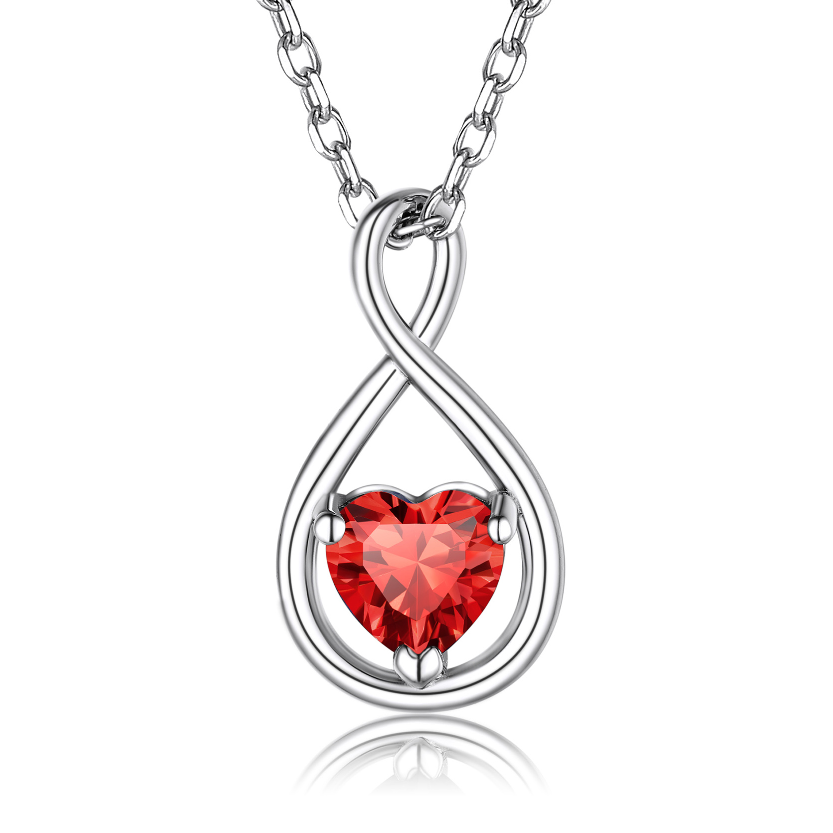 Sterling Silver Infinity Birthstone Pendant Necklace for Her