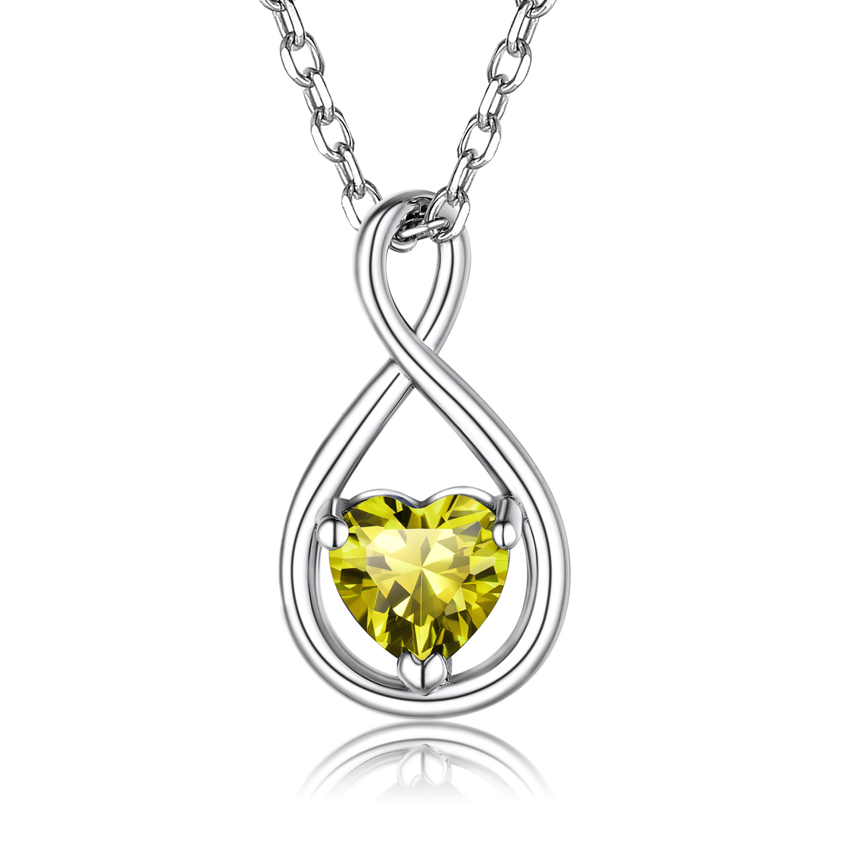 Sterling Silver Infinity Birthstone Pendant Necklace for Her