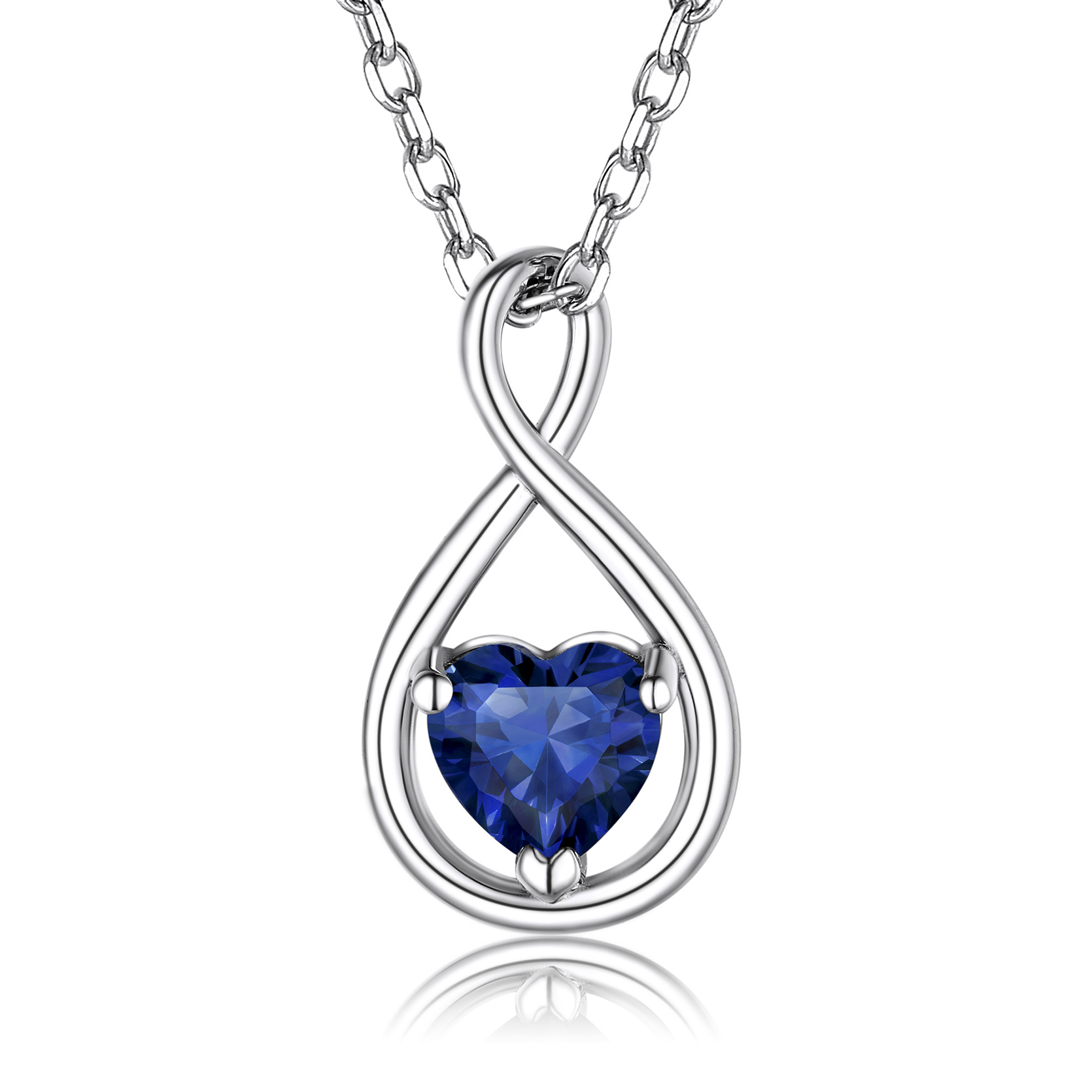 Sterling Silver Infinity Birthstone Pendant Necklace for Her