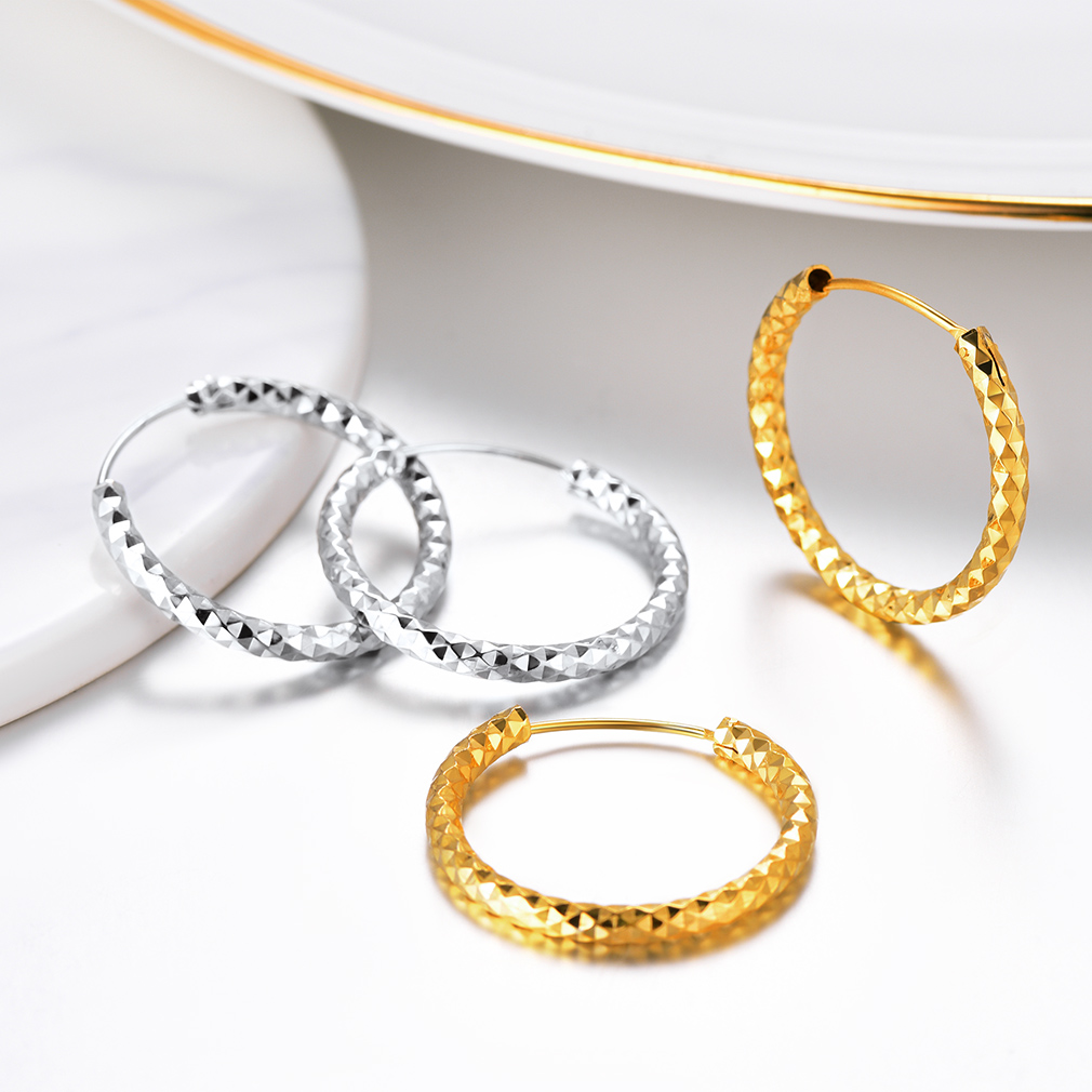 ChicSilver Sterling Silver Hypoallergenic Diamond Cut Hoop Earrings in Different Colors