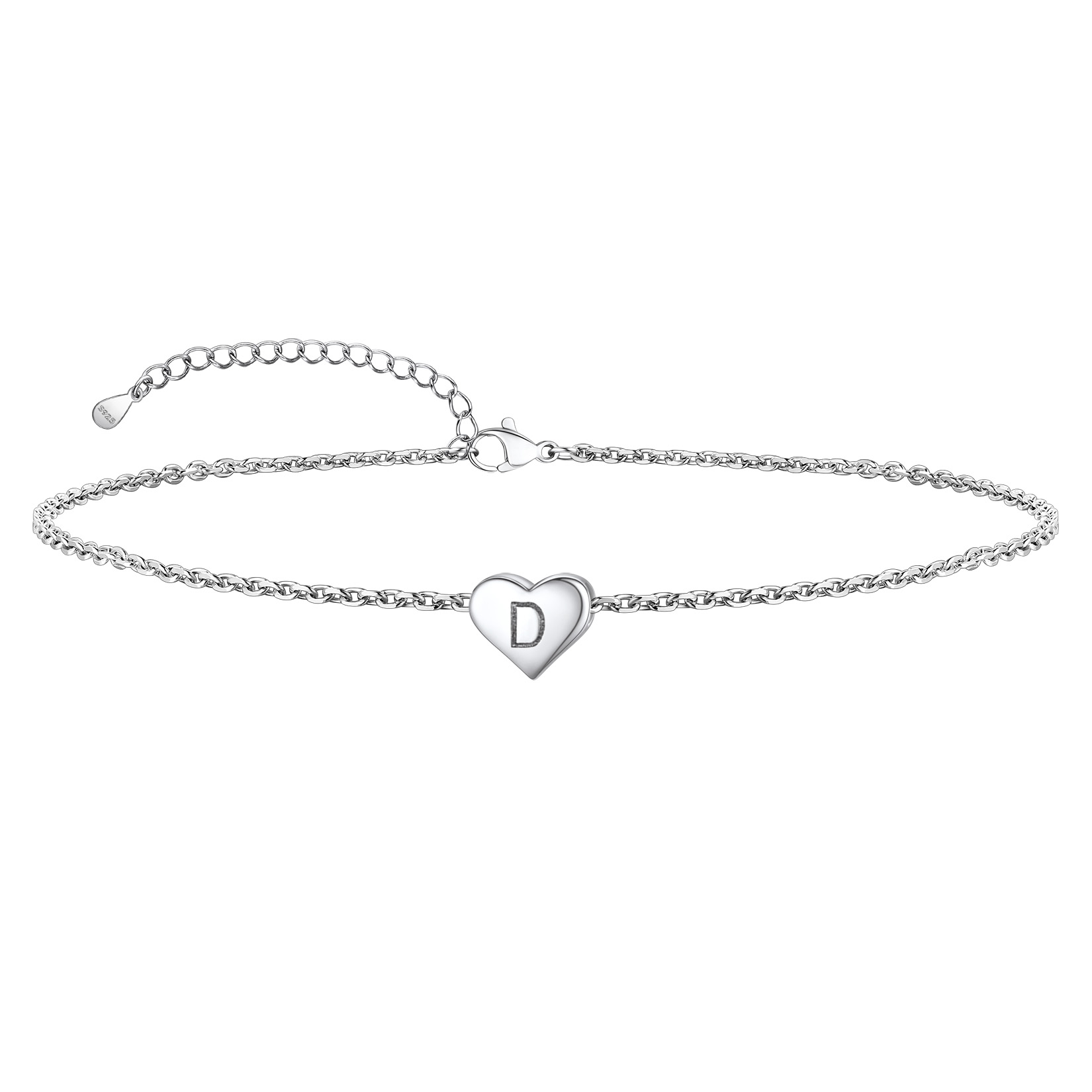 Dainty Heart Letter Initial Anklets