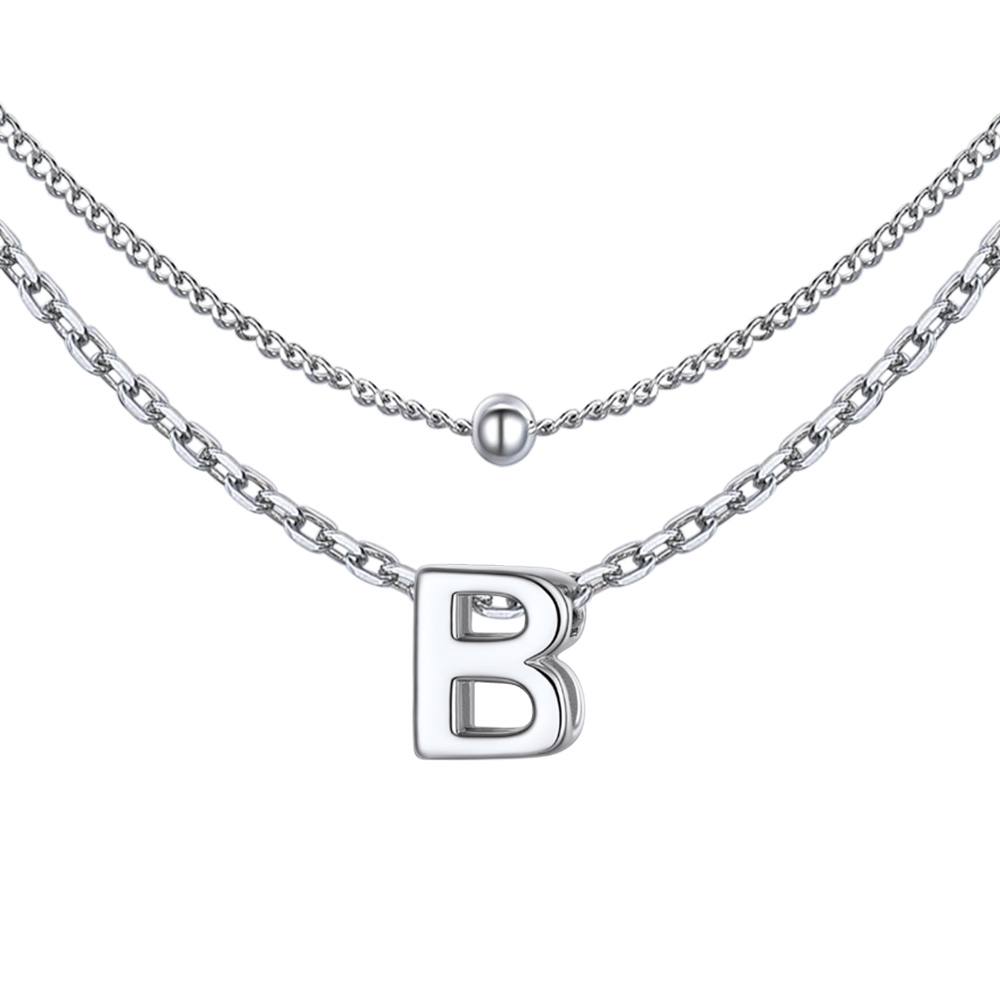 Double-layered initial heart necklace