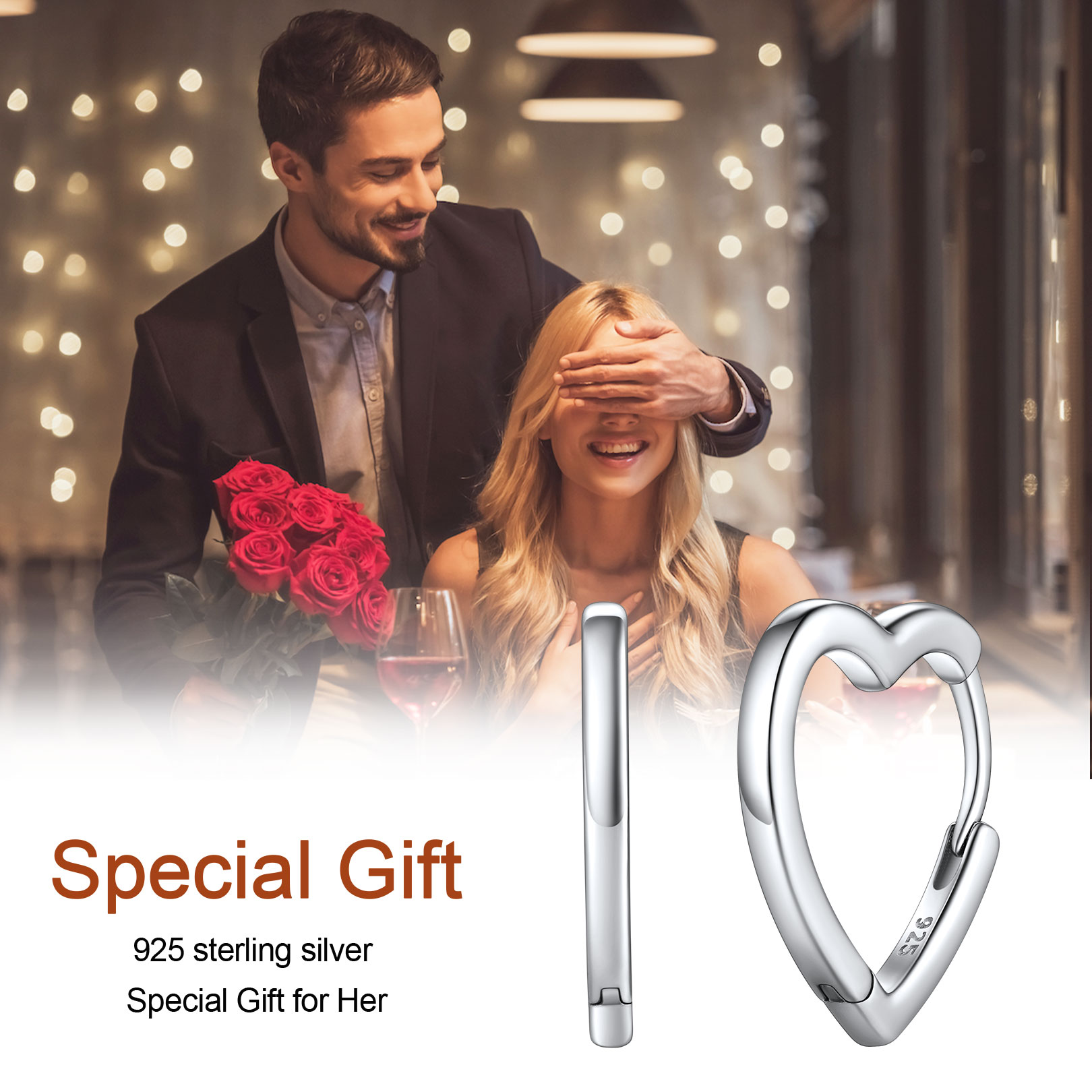 Simple Heart Hoop Earrings, memorial gift for her