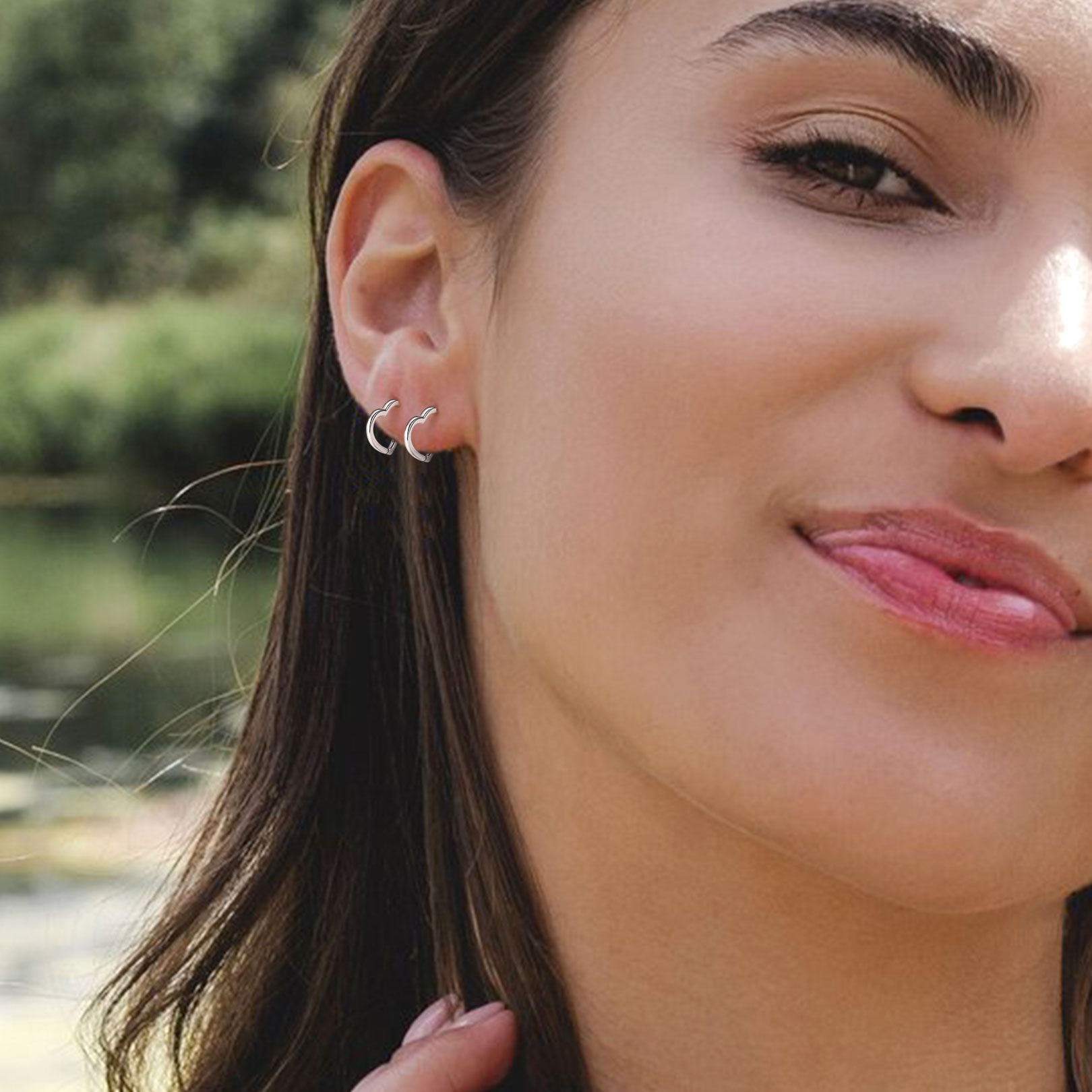 Simple Heart Hoop Earrings for Women