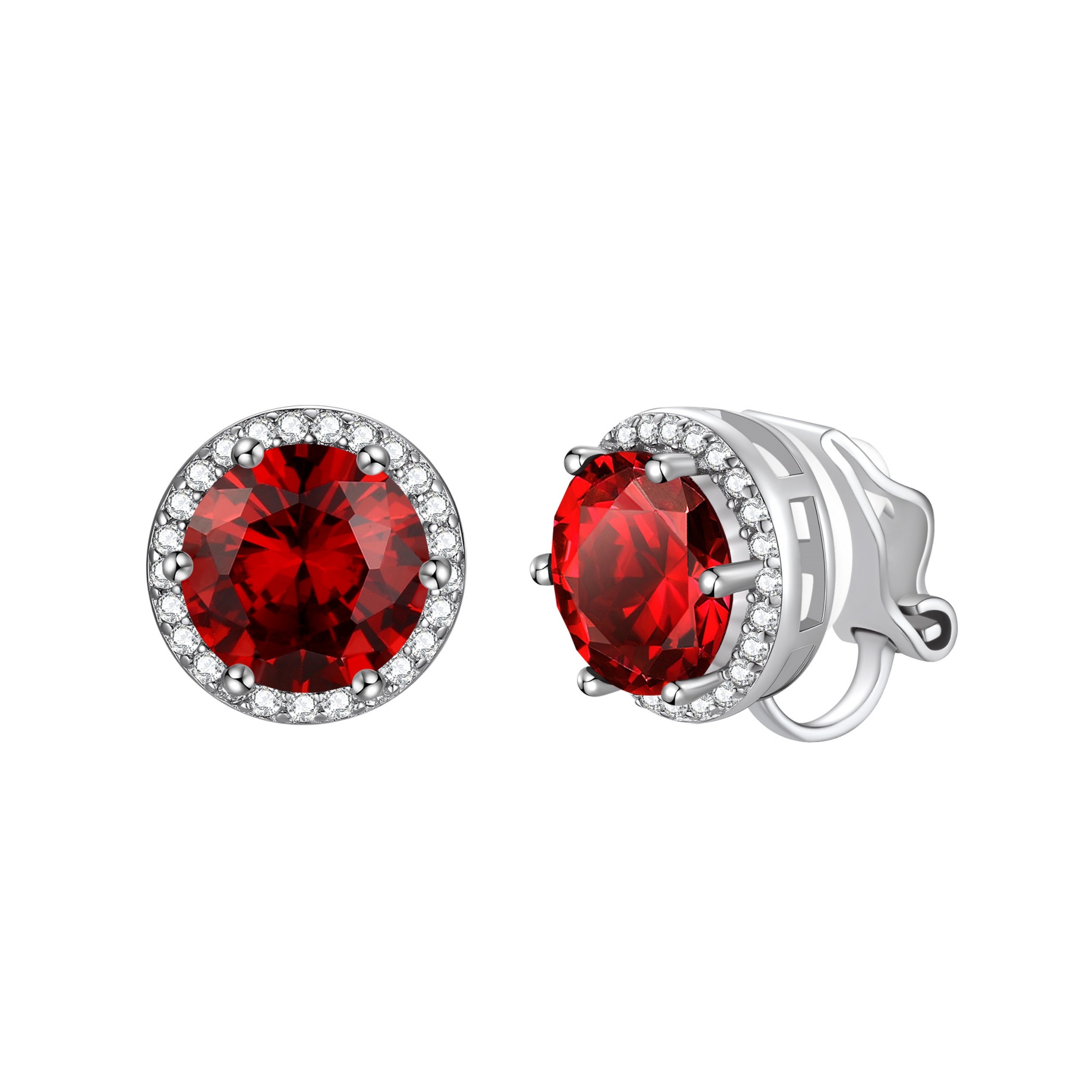 Sparkling Zirconia Round Birthstone Clip-on Earrings