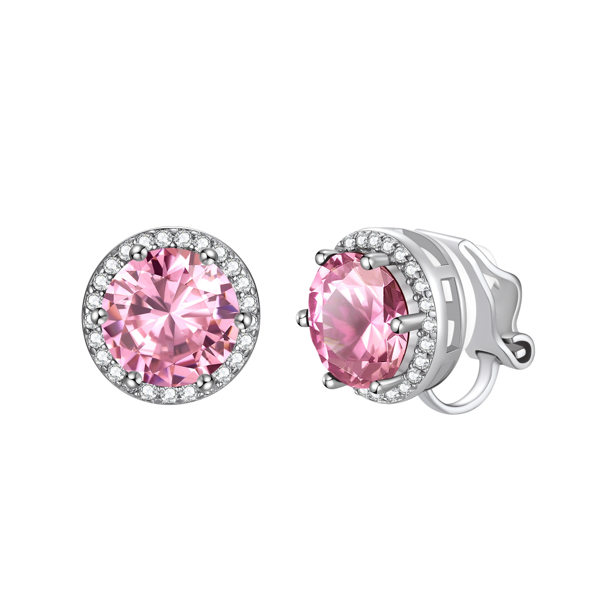 Sparkling Zirconia Round Birthstone Clip-on Earrings