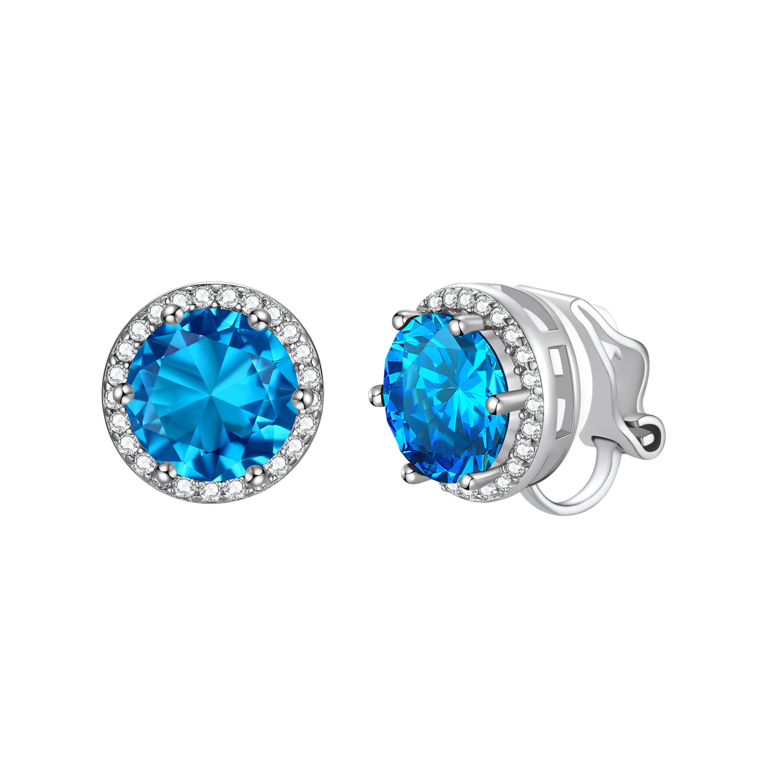 Sparkling Zirconia Round Birthstone Clip-on Earrings