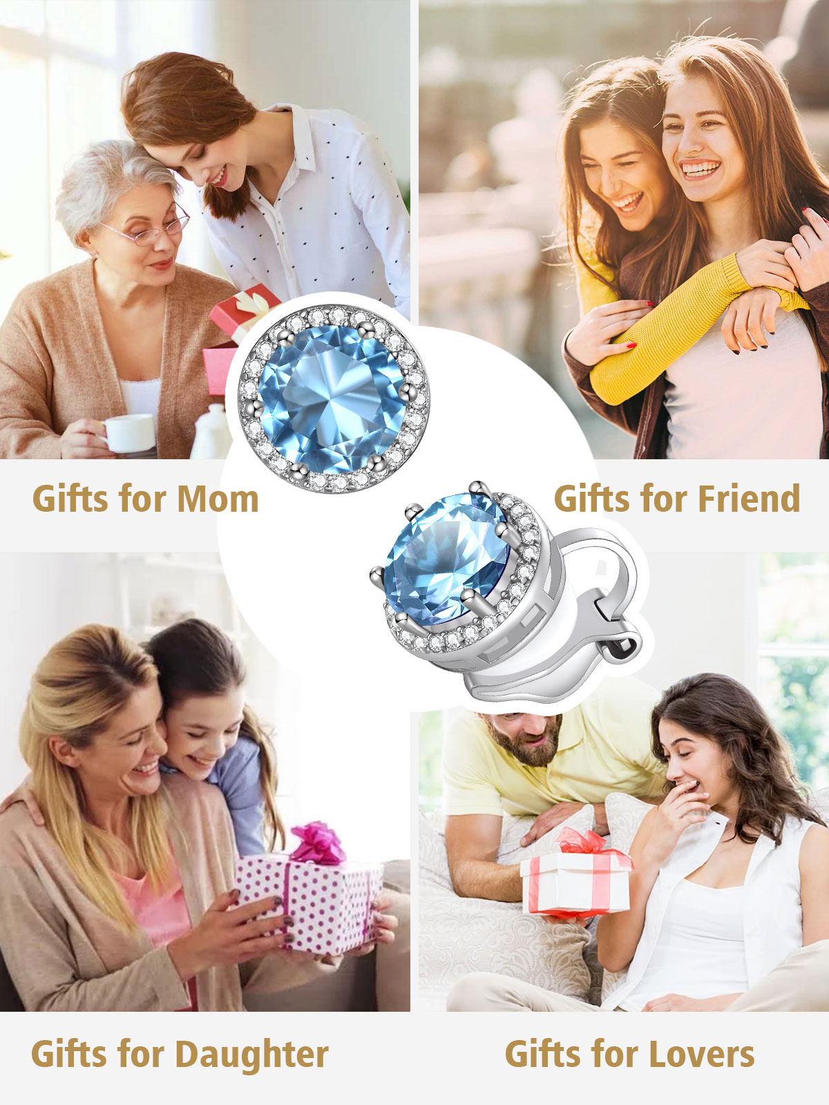 Sparkling Zirconia Round Birthstone Clip-on Earrings