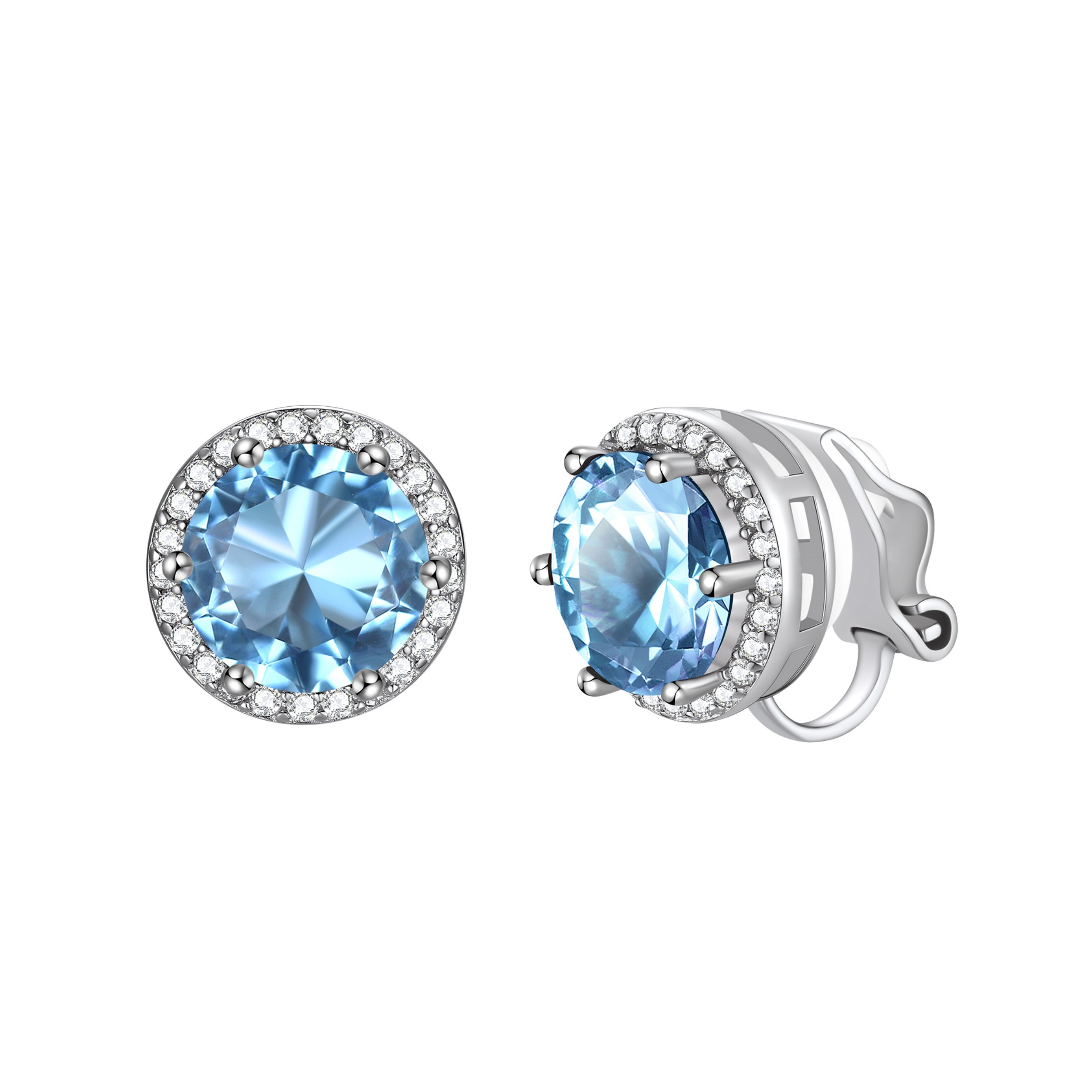 Sparkling Zirconia Round Birthstone Clip-on Earrings