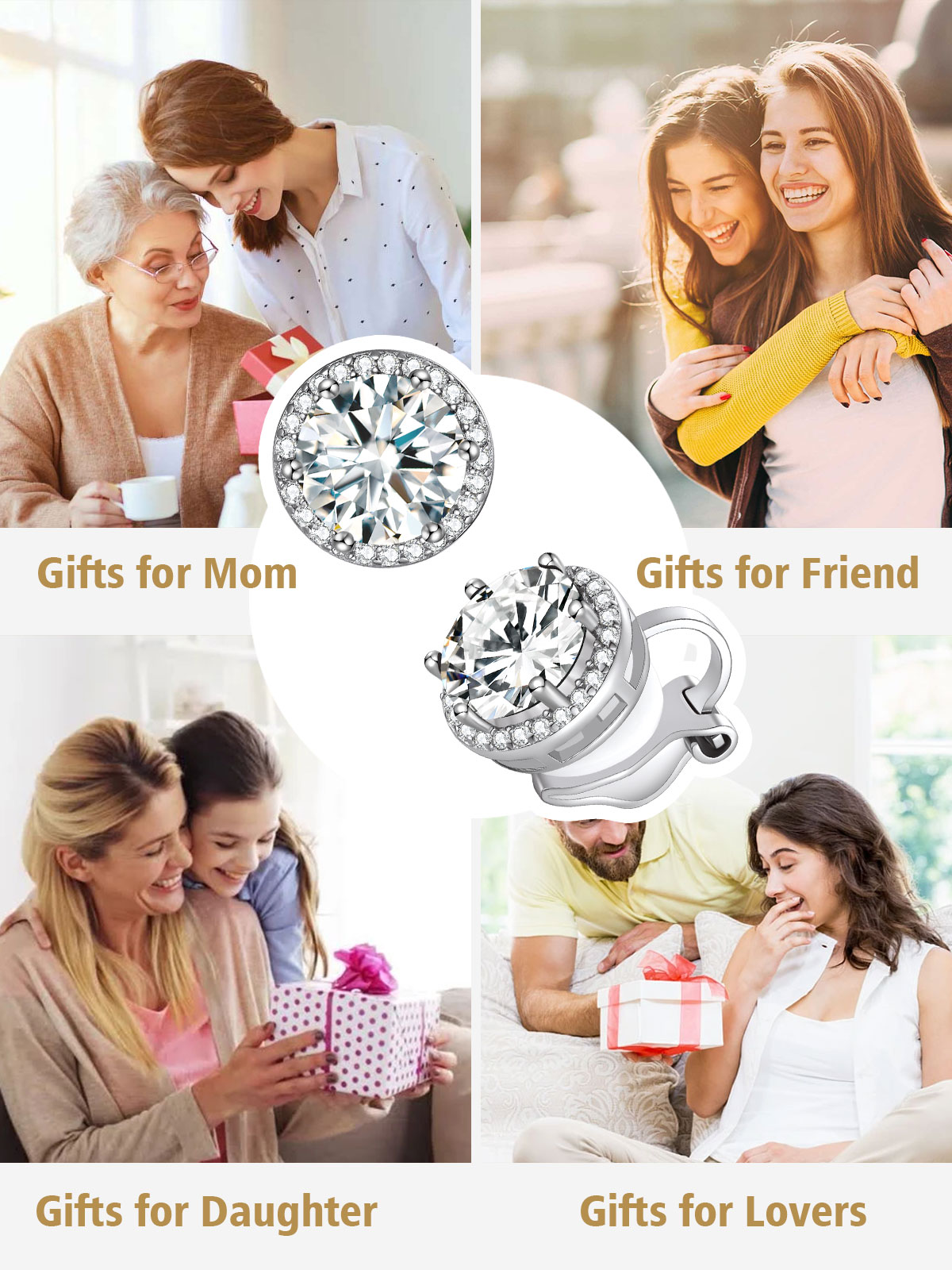 Sparkling Zirconia Round Birthstone Clip-on Earrings