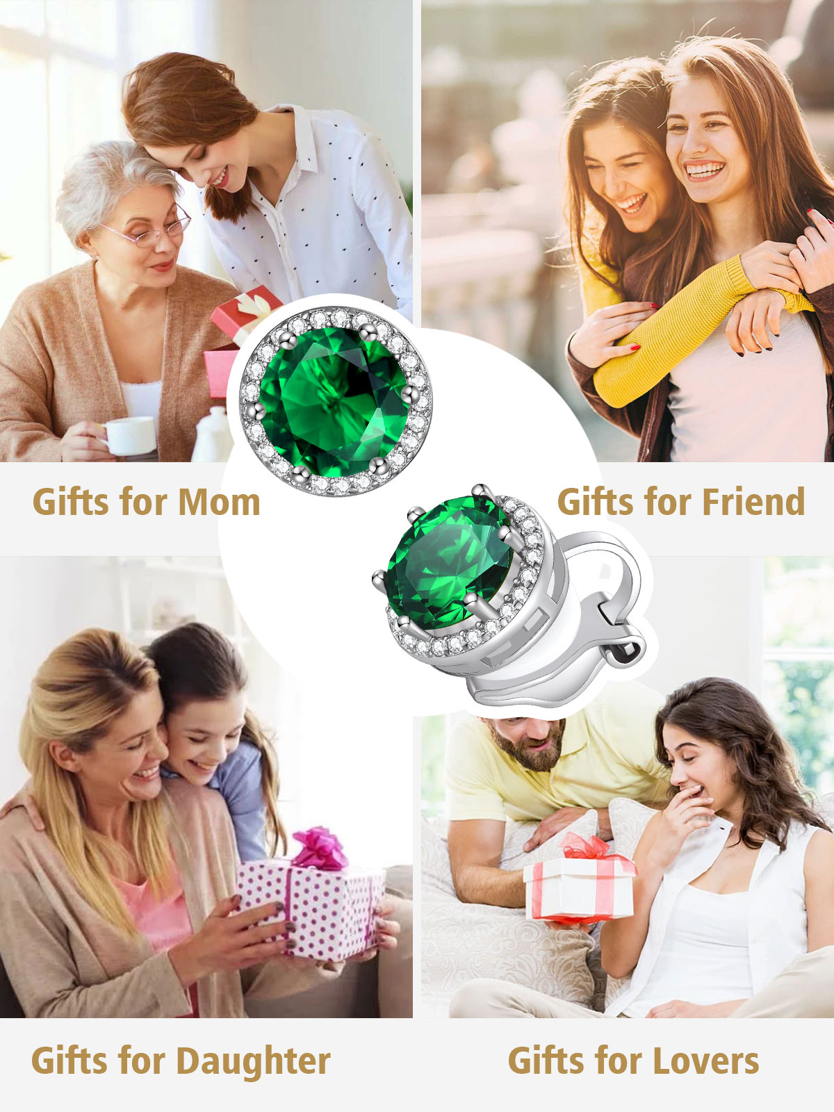 Sparkling Zirconia Round Birthstone Clip-on Earrings