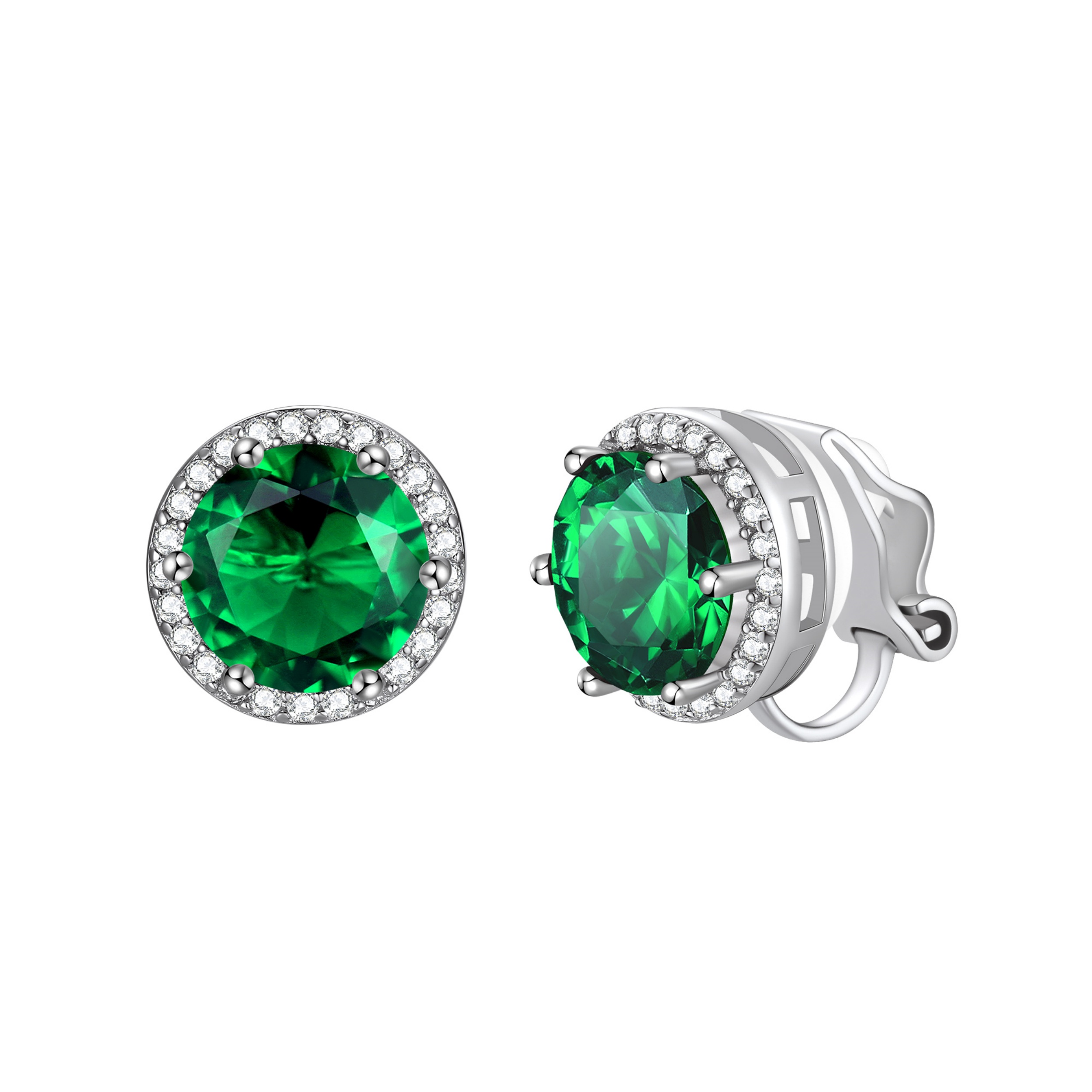 Sparkling Zirconia Round Birthstone Clip-on Earrings