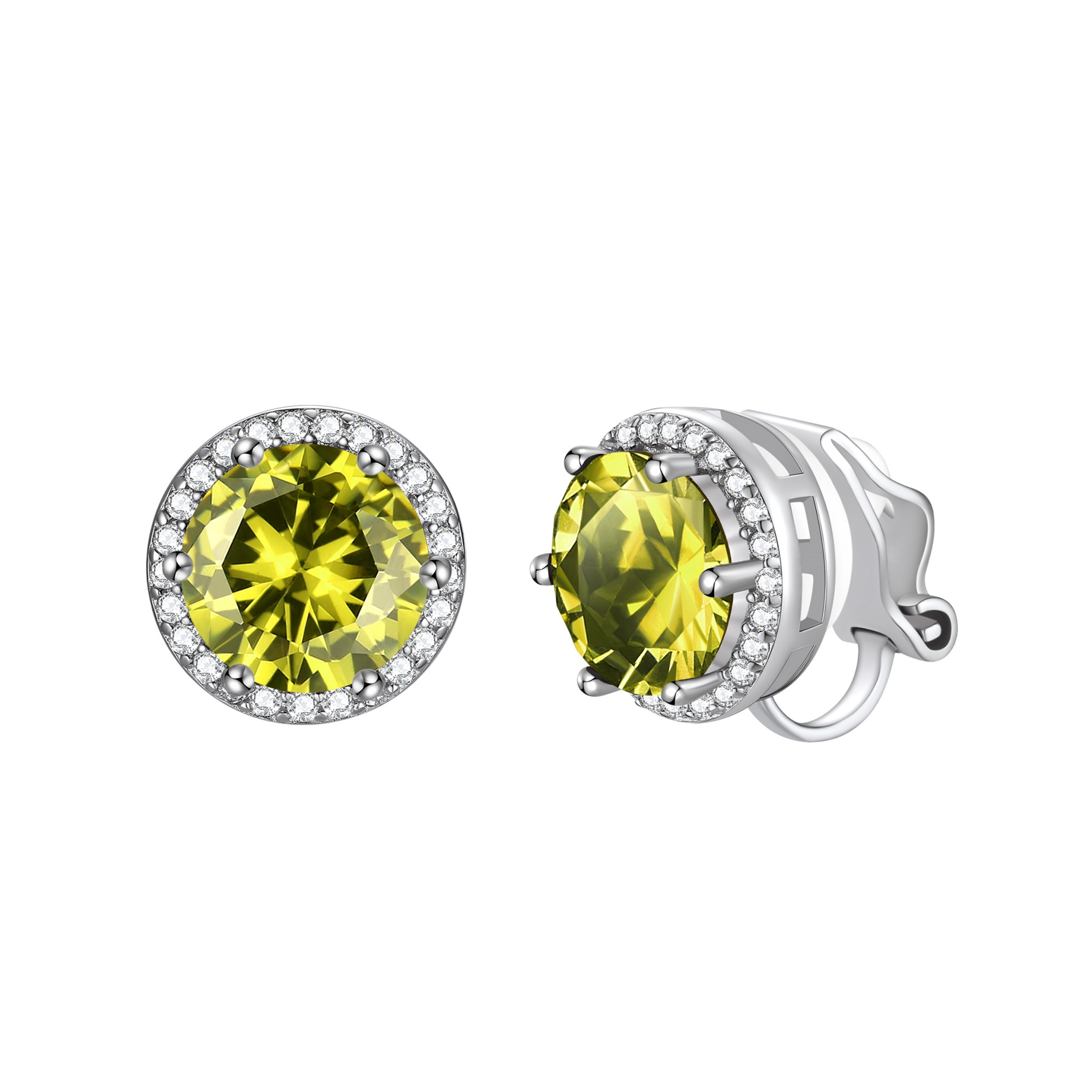 Sparkling Zirconia Round Birthstone Clip-on Earrings