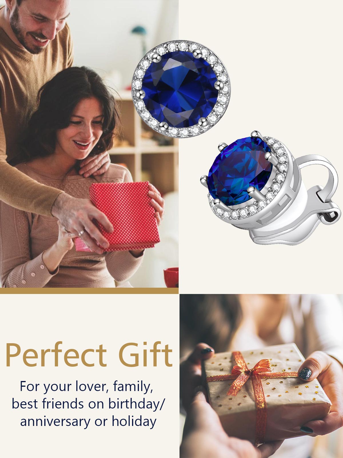 Sparkling Zirconia Round Birthstone Clip-on Earrings