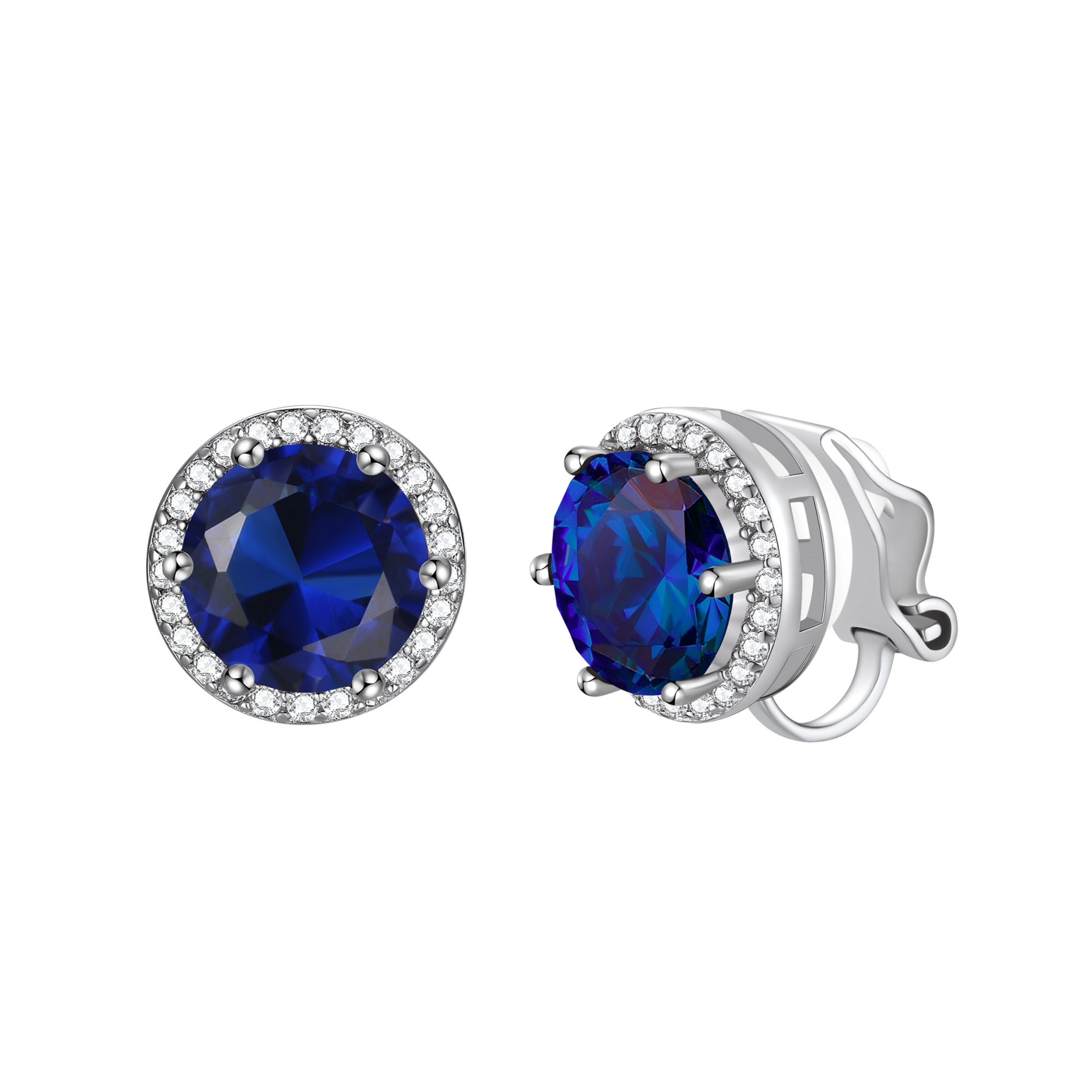 Sparkling Zirconia Round Birthstone Clip-on Earrings