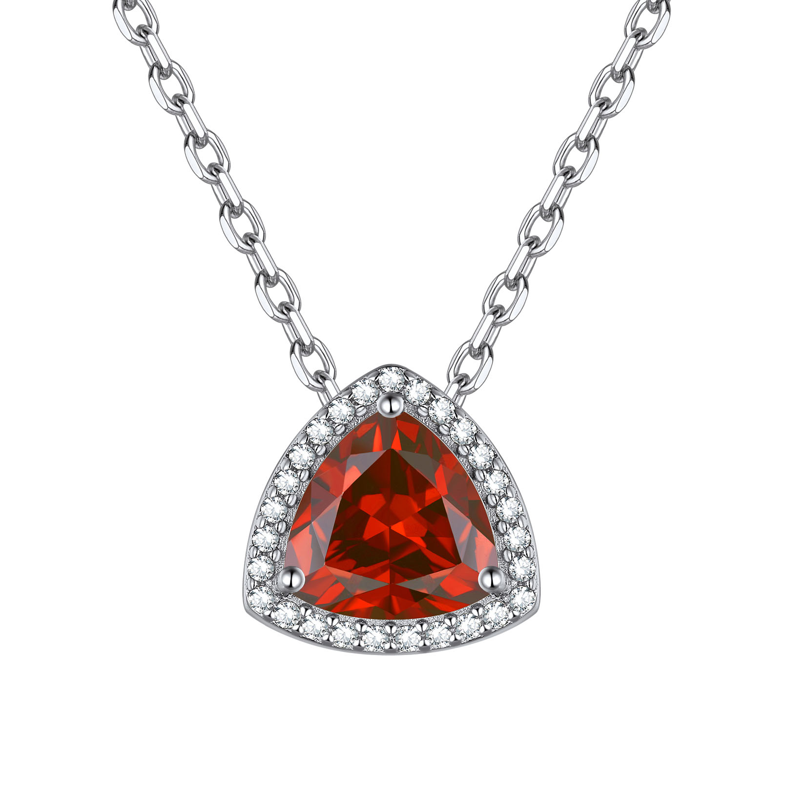 Halo Triangle Shape Birthstone Pendant Necklace for Mom