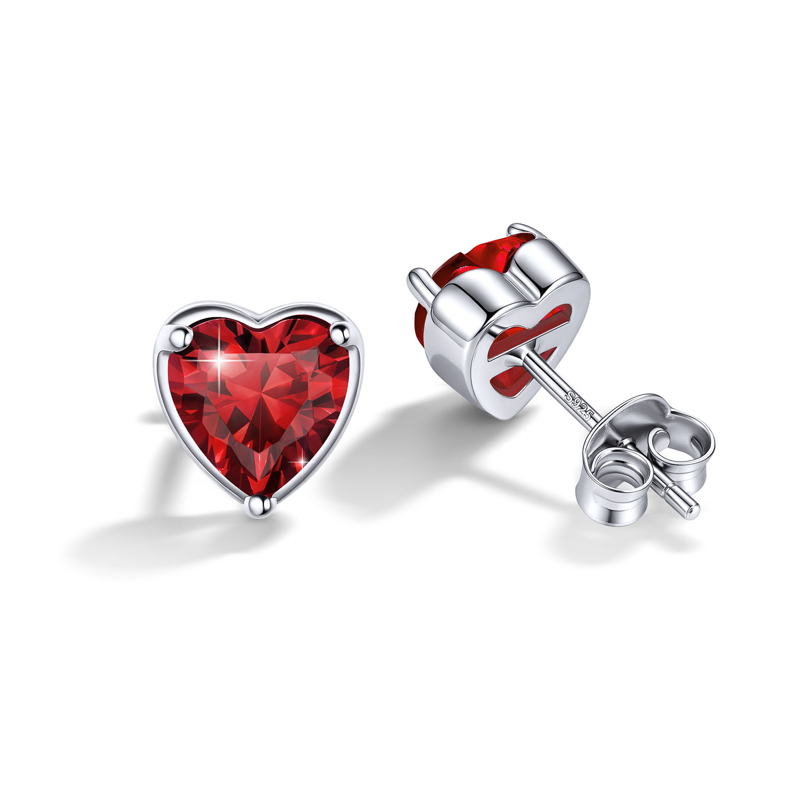 Heart Birthstone Halo Stud Earrings