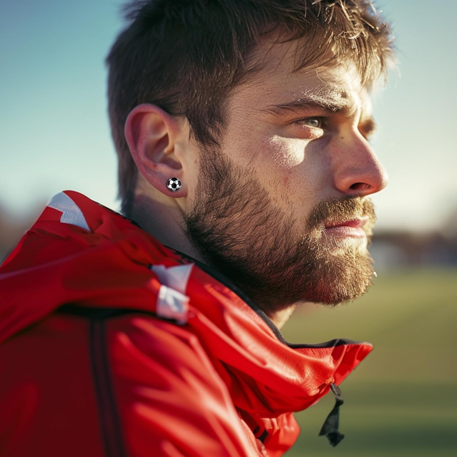 Hypoallergenic Soccer Stud Earrings for Men
