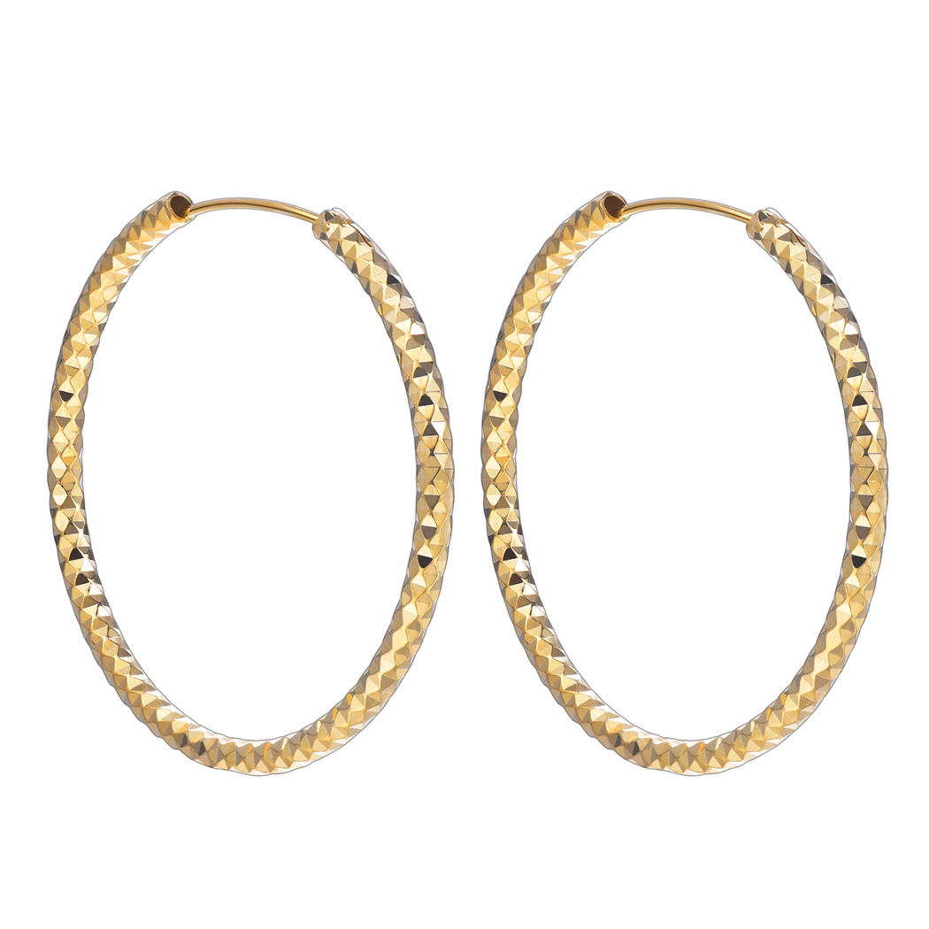 50mm Gold Plated Hypoallergenic Diamond Cut Hoop Earrings