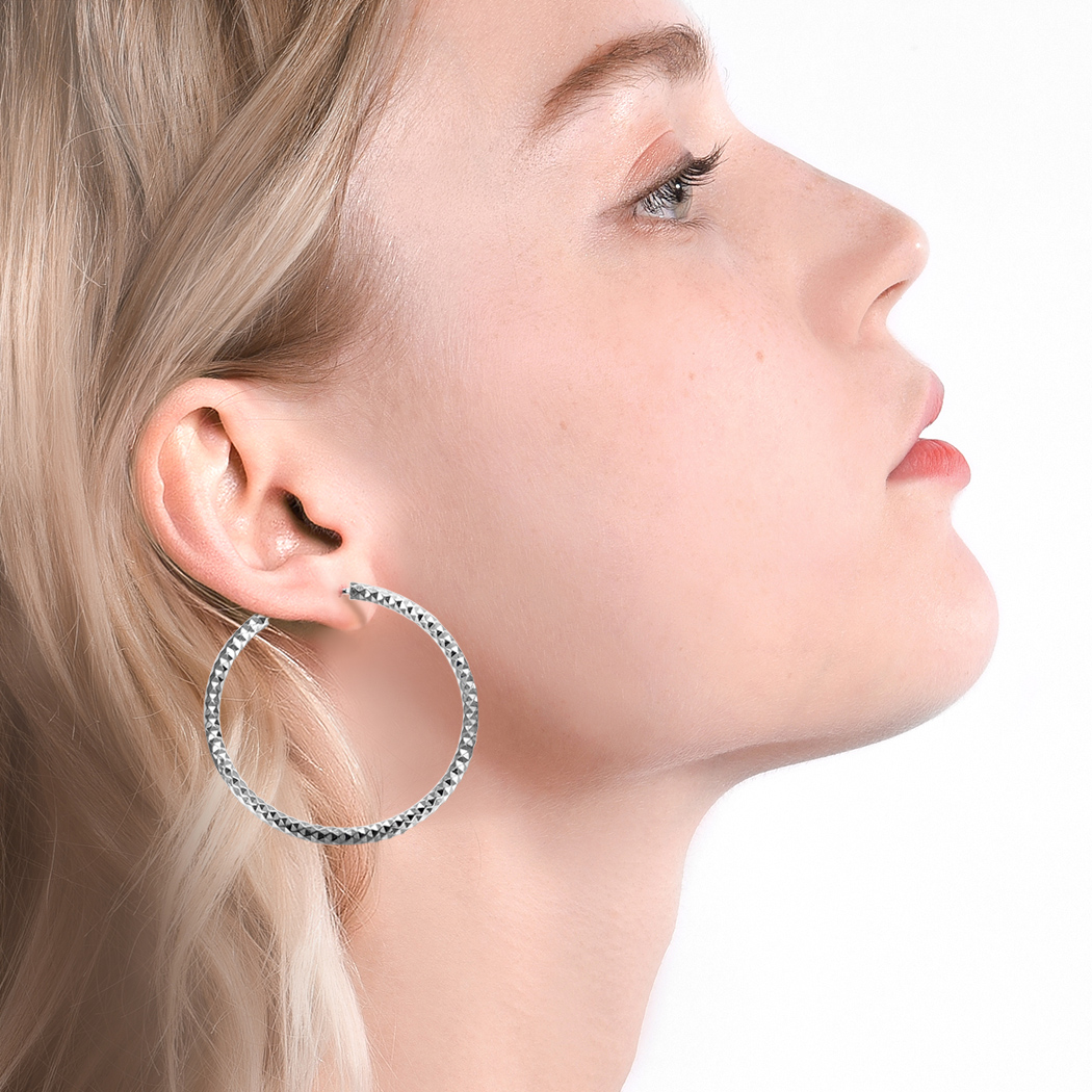 Hypoallergenic Diamond Cut Hoop Earrings for Women, Ladies, Mother, Friends, Couples, girlfriend
