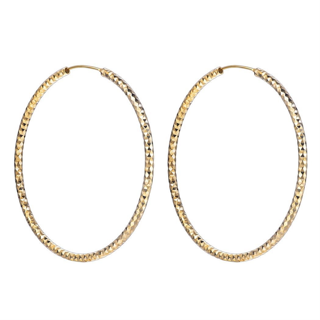 70mm Gold Plated Hypoallergenic Diamond Cut Hoop Earrings