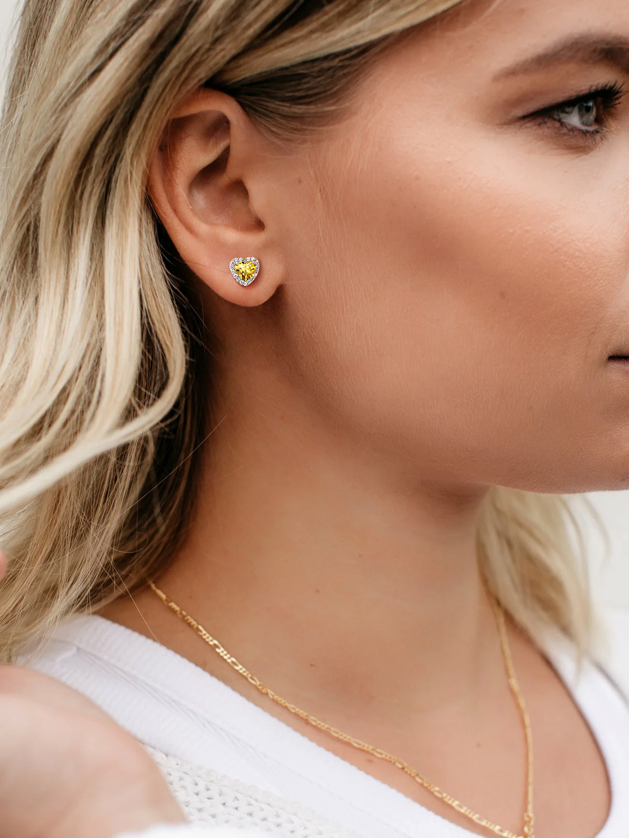 5mm Heart Cut Birthstone with Cubic Zirconia Halo Stud Earrings for women, november birthstone, Citrine Jewelry, Scorpio Birthstone, Sagittarius Birthstone, sterling silver jewlery, memorial gift, gift idea